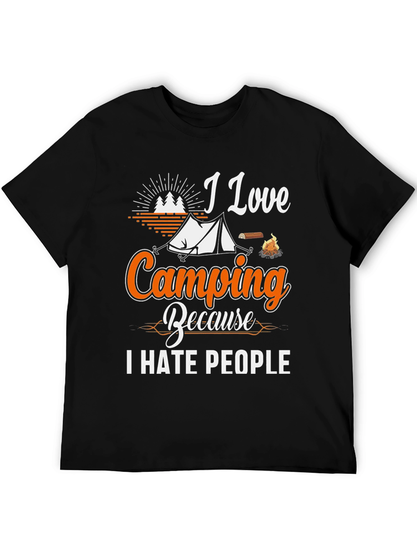 Black I Love Camping T-Shirt - I Hate People Graphic Tee view 5