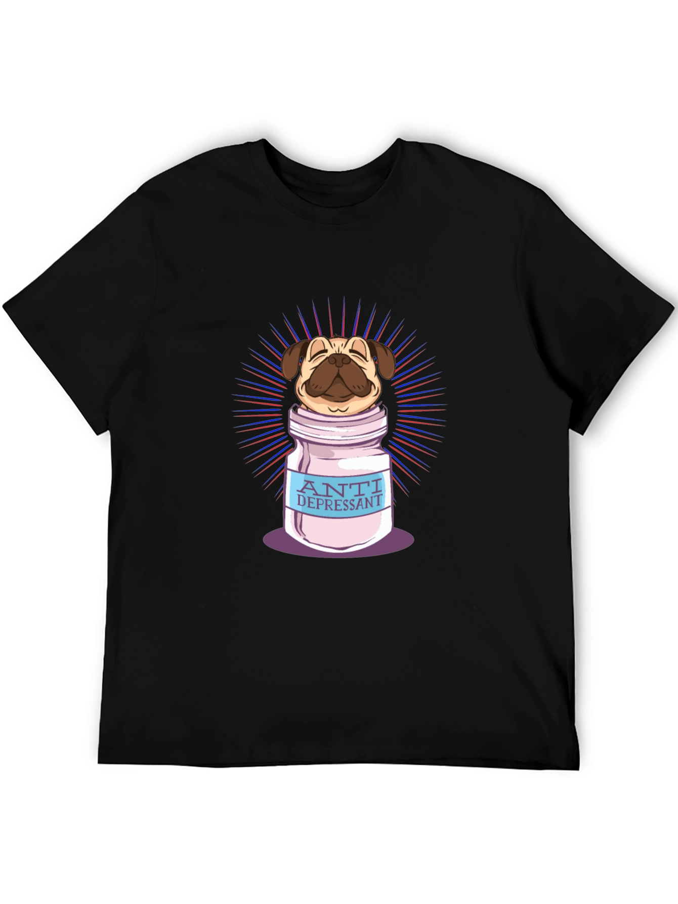Black Pug Antidepressant T-Shirt view 5