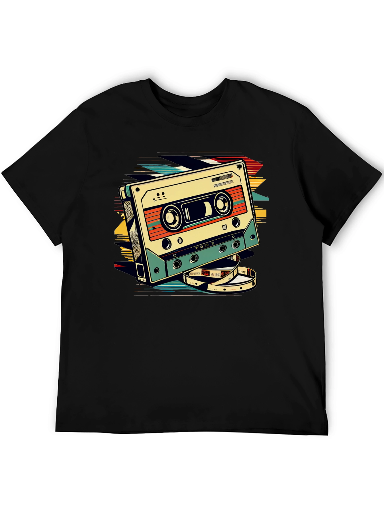 Black Retro Cassette Graphic T-Shirt - Vintage Style view 5