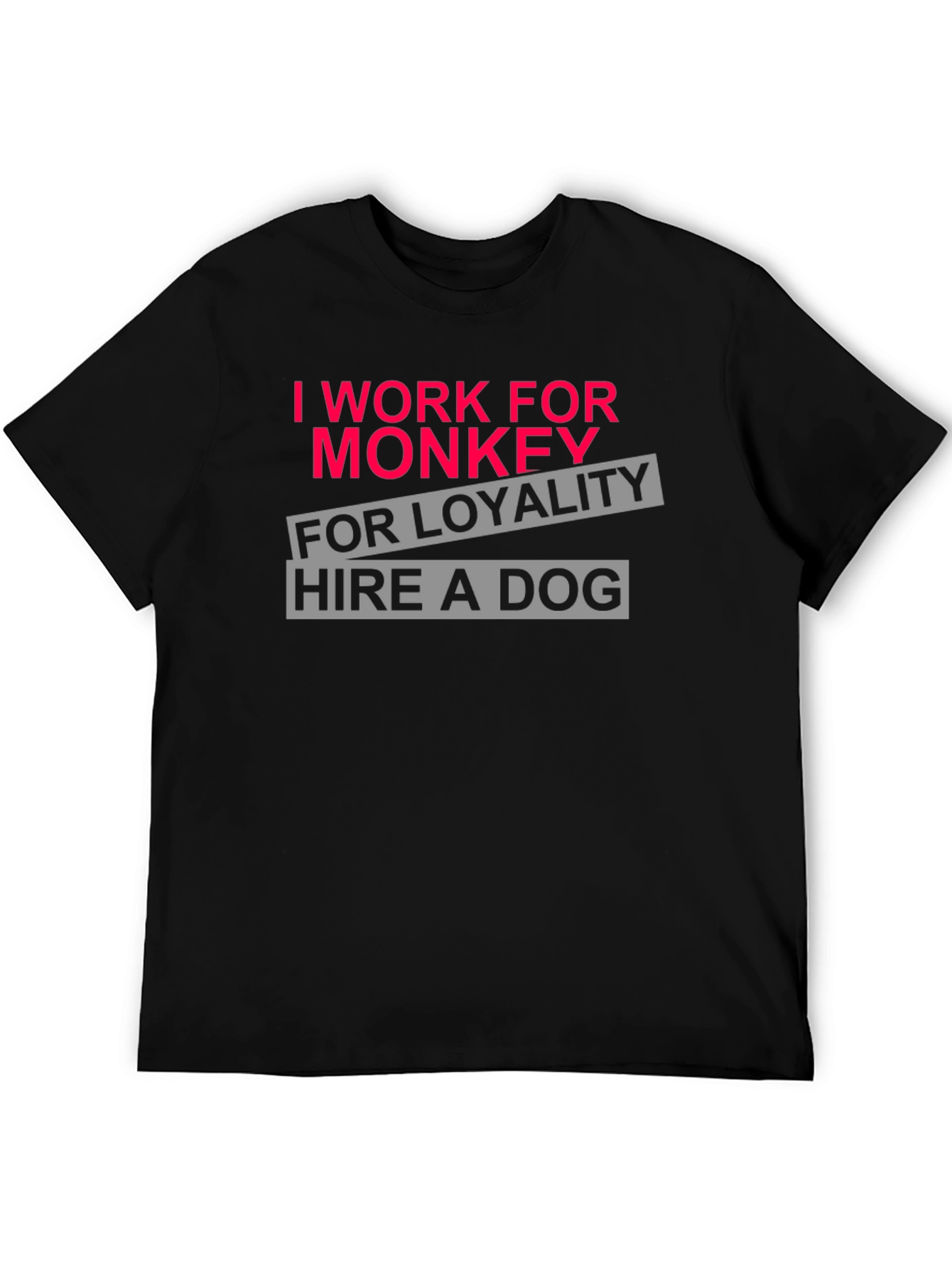 Black I Work for Monkey Funny Graphic T-Shirt view 5
