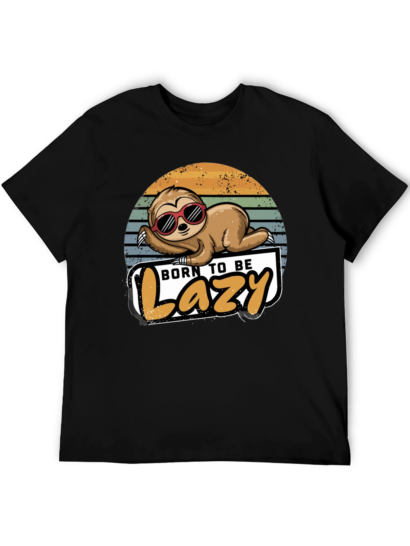 Black Born to Be Lazy Sloth Graphic T-Shirt view 5