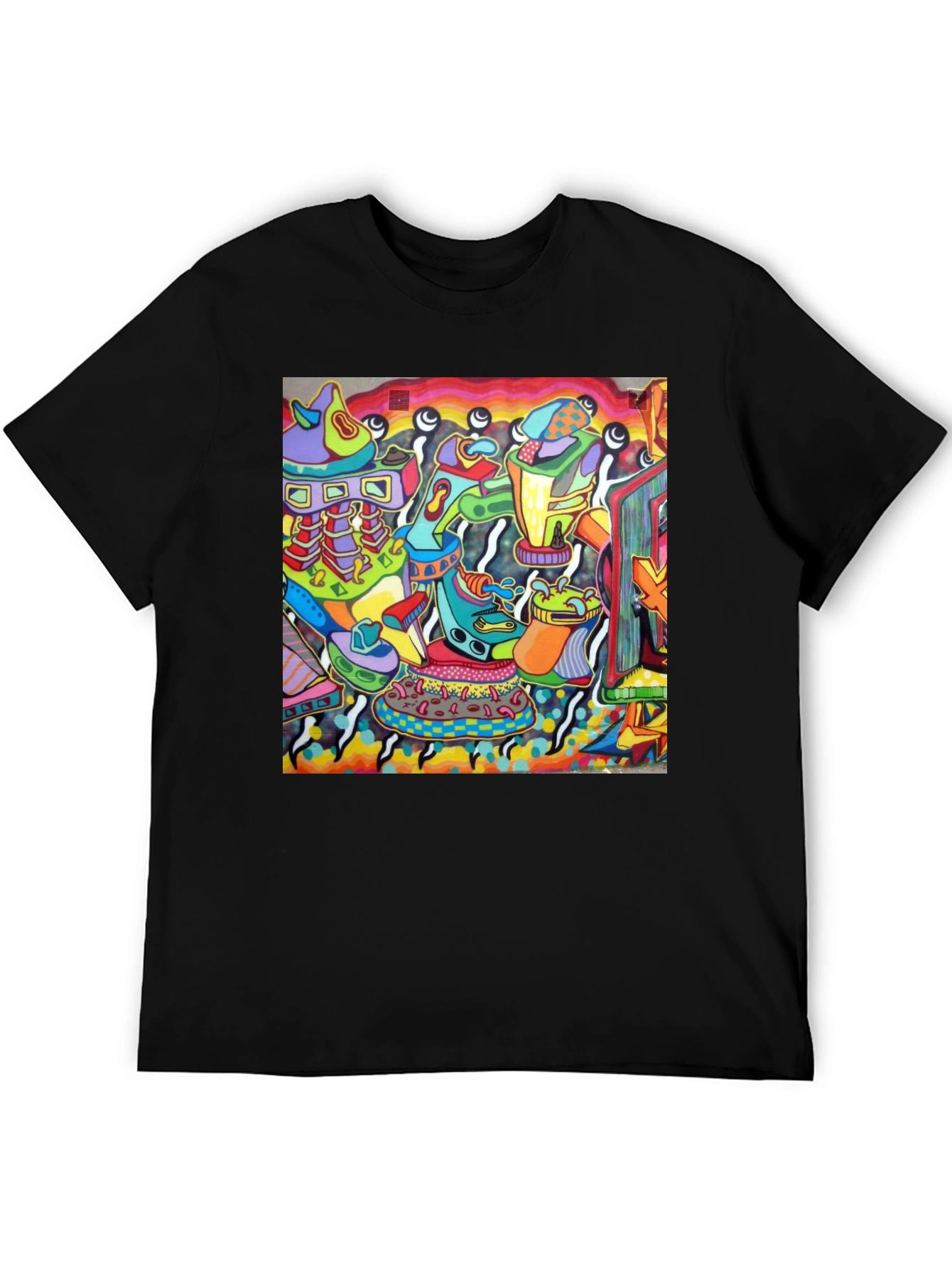Black Abstract Art Graphic Black T-Shirt view 5