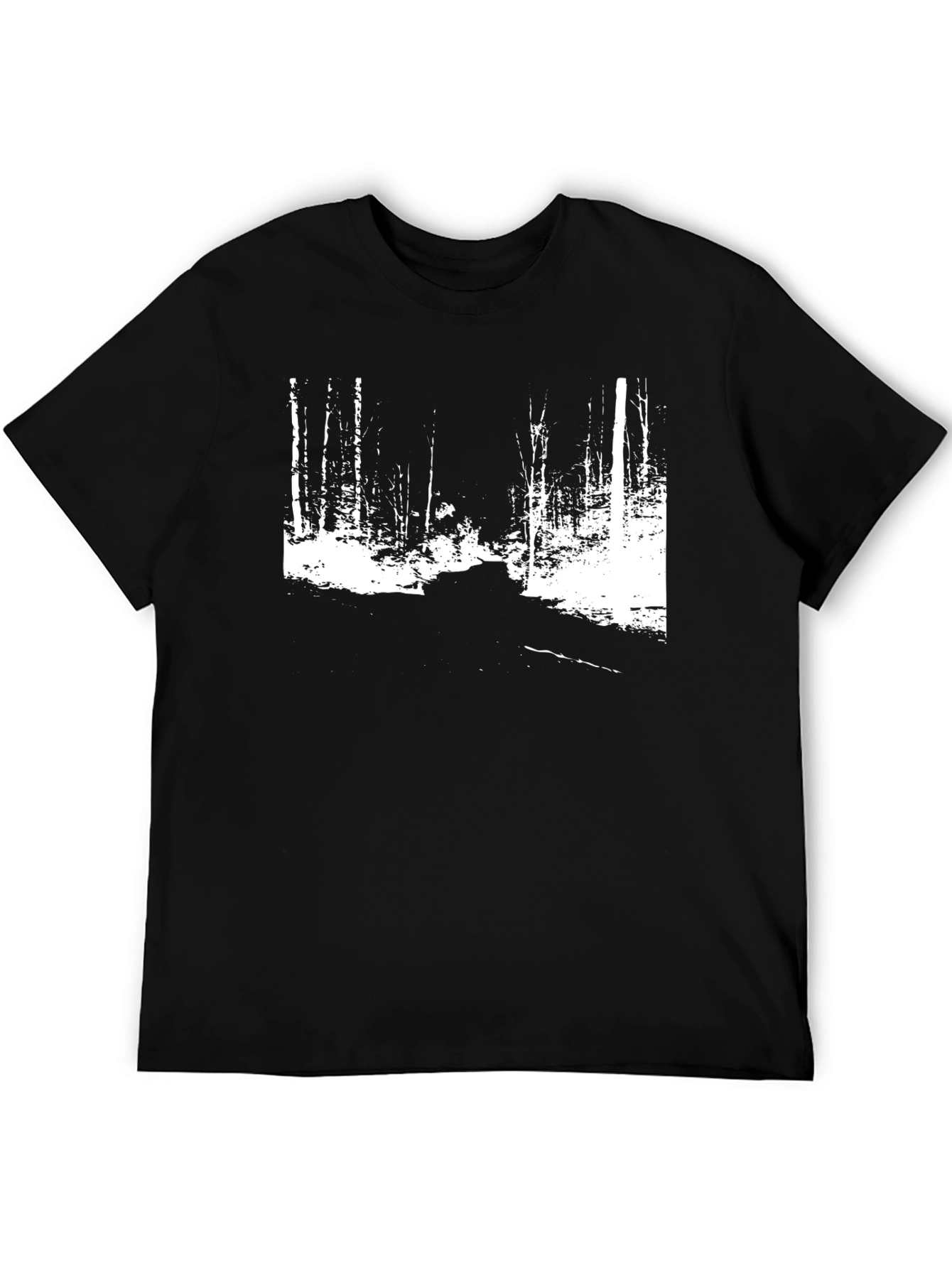 Black Monochrome Forest Graphic Tee view 5