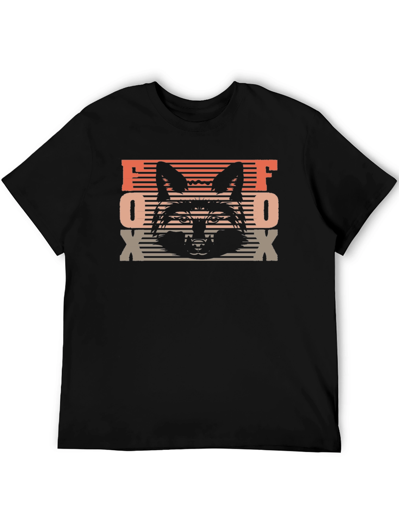 Black Retro Fox Graphic Tee - Black Cotton Blend view 5