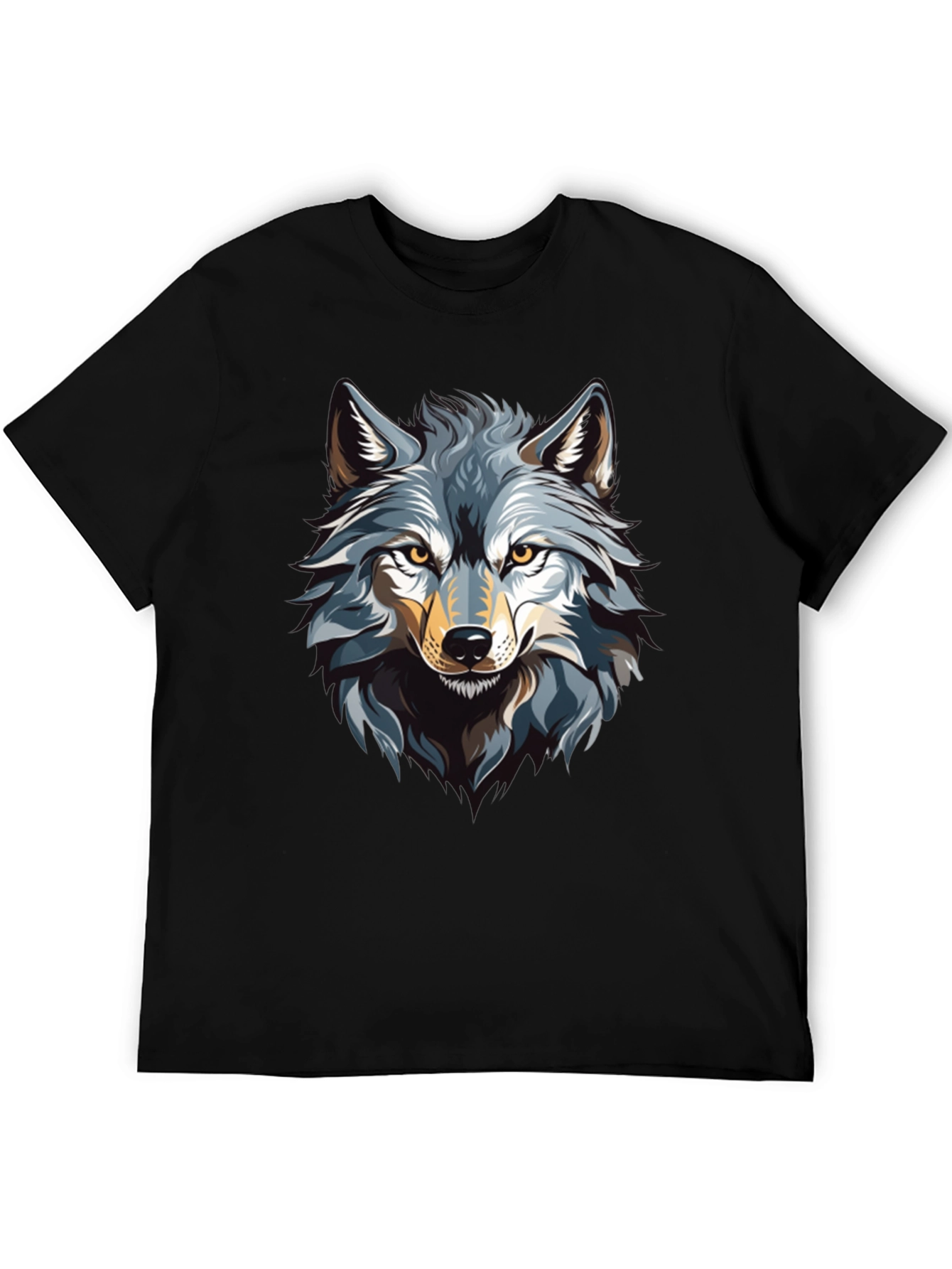 Black Wolf Graphic Print Black T-Shirt view 5