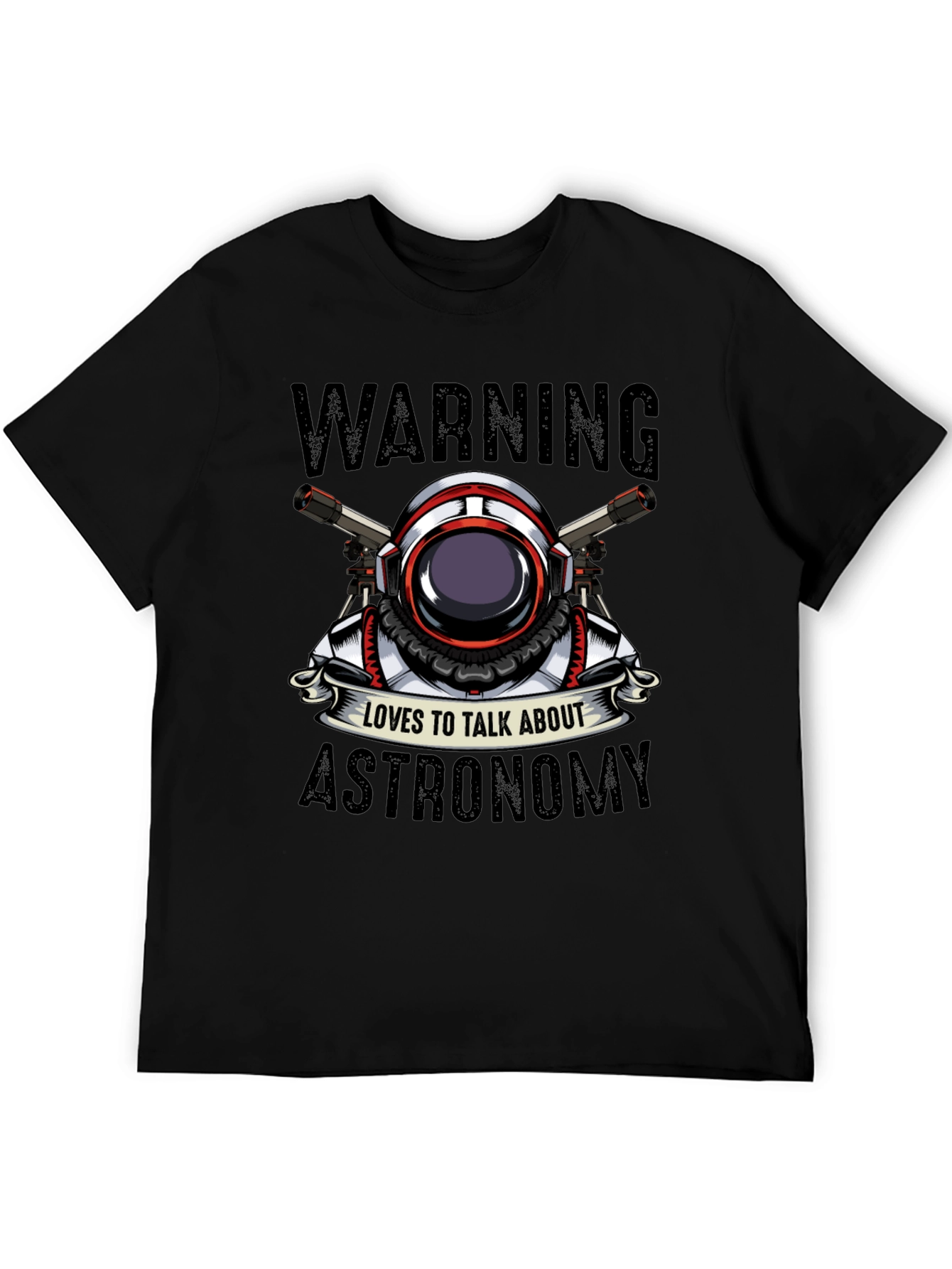 Black Warning Astronomy T-Shirt view 5