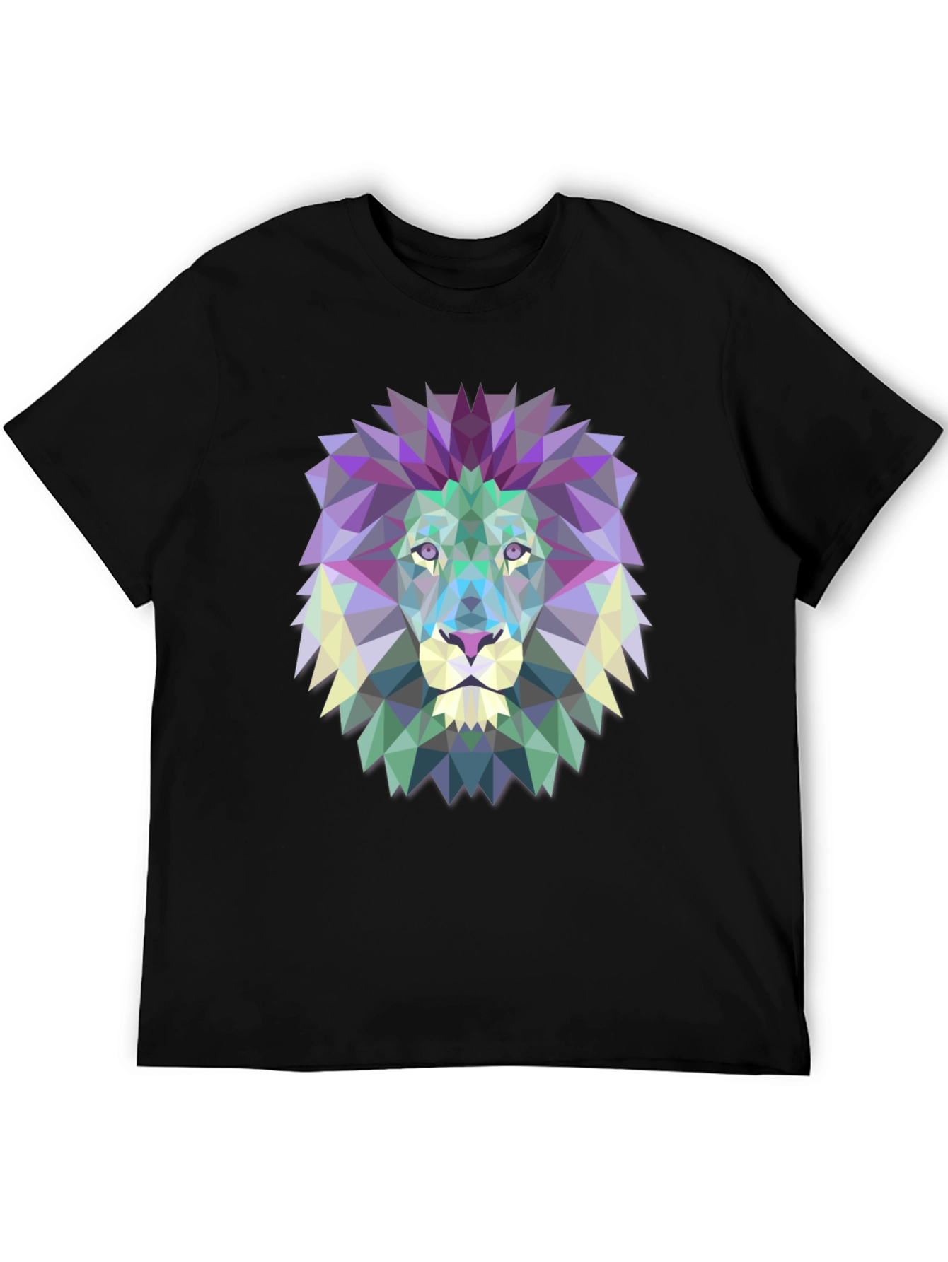 Black Geometric Lion Graphic Tee - Modern Art Shirt view 5