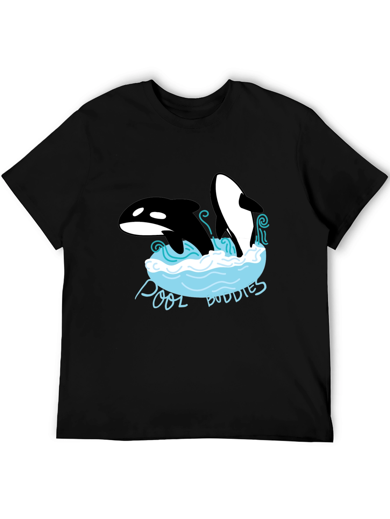 Black Pool Buddies Orca Whale Graphic Tee view 5
