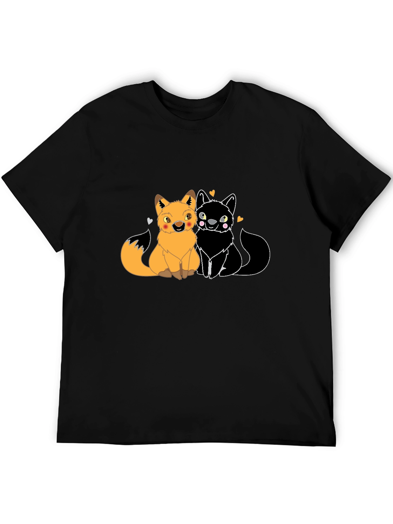 Black Cute Foxes in Love Graphic T-Shirt - Black view 5