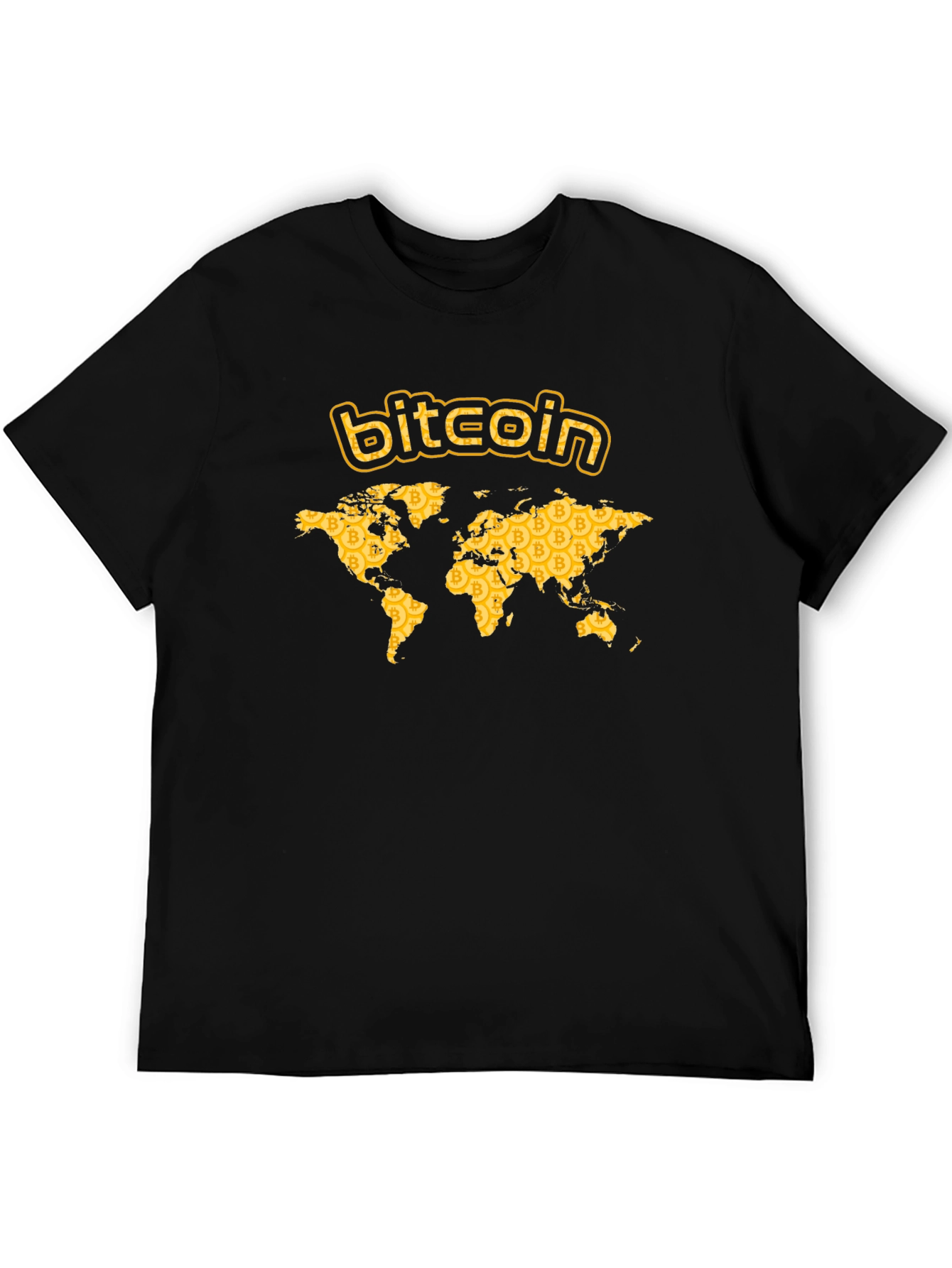 Black Bitcoin World Map Graphic T-Shirt - Black view 5