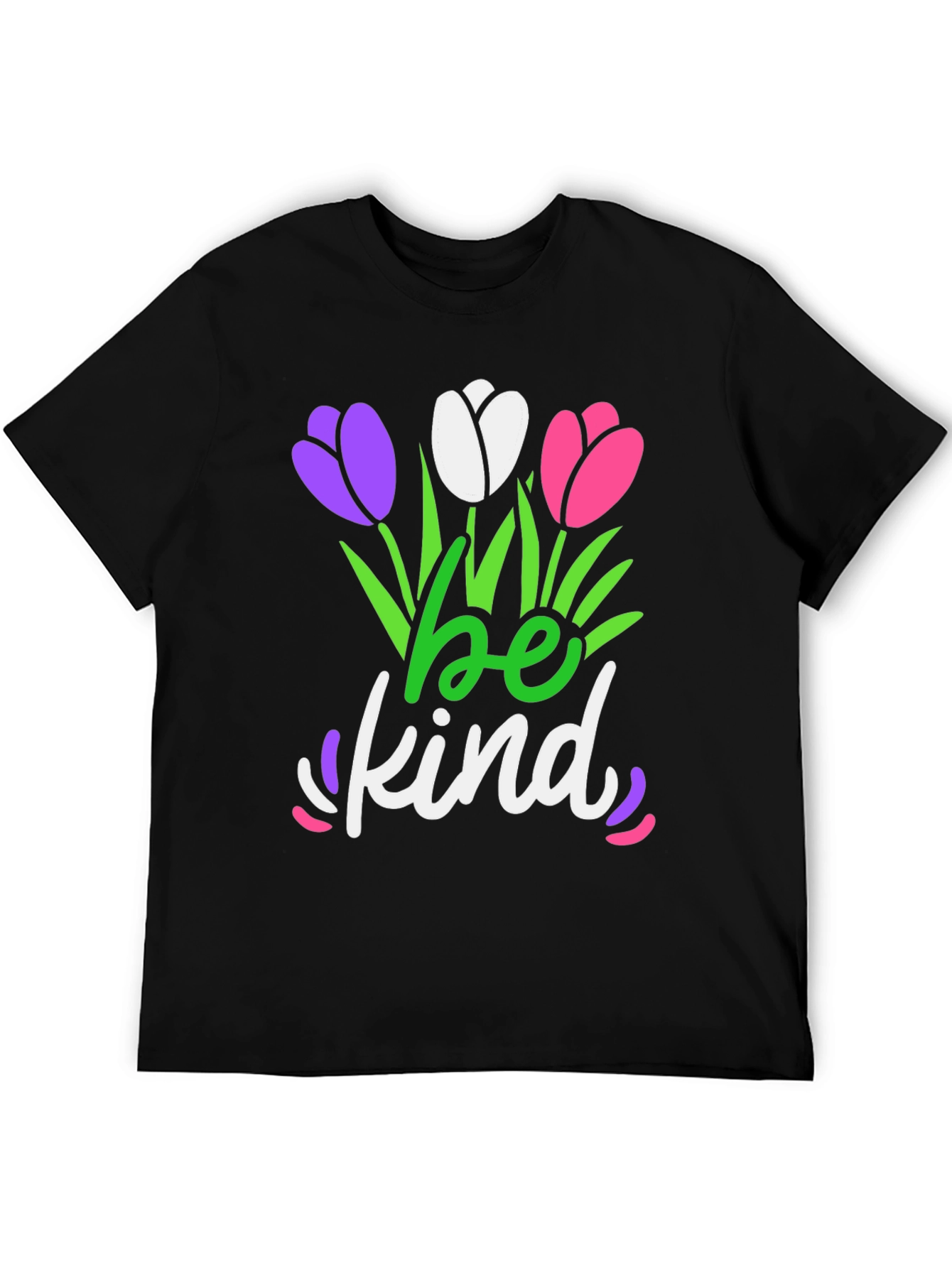 Black Be Kind T-Shirt - Floral Design - Black Tee view 5