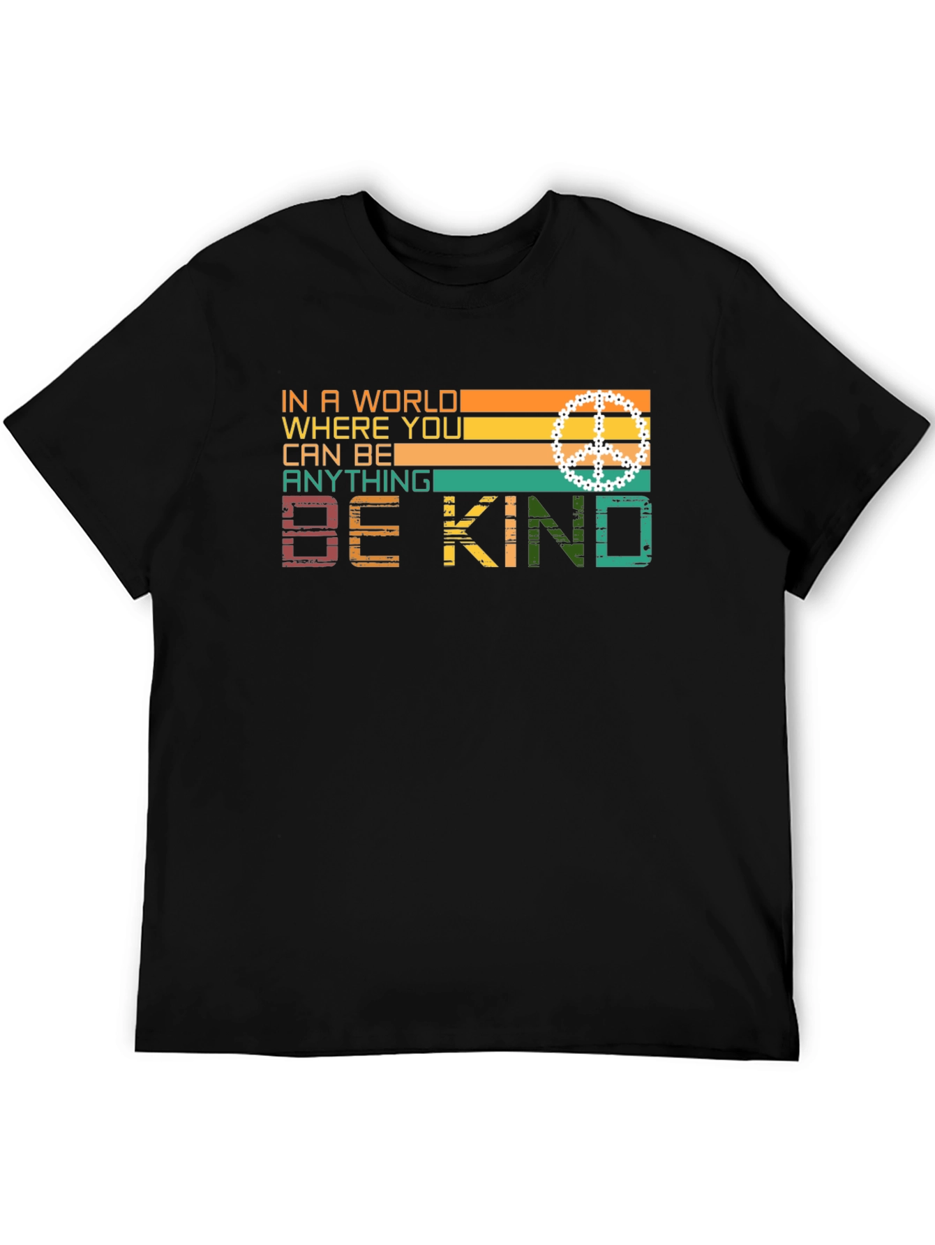 Black Be Kind Retro Style Graphic T-Shirt view 5