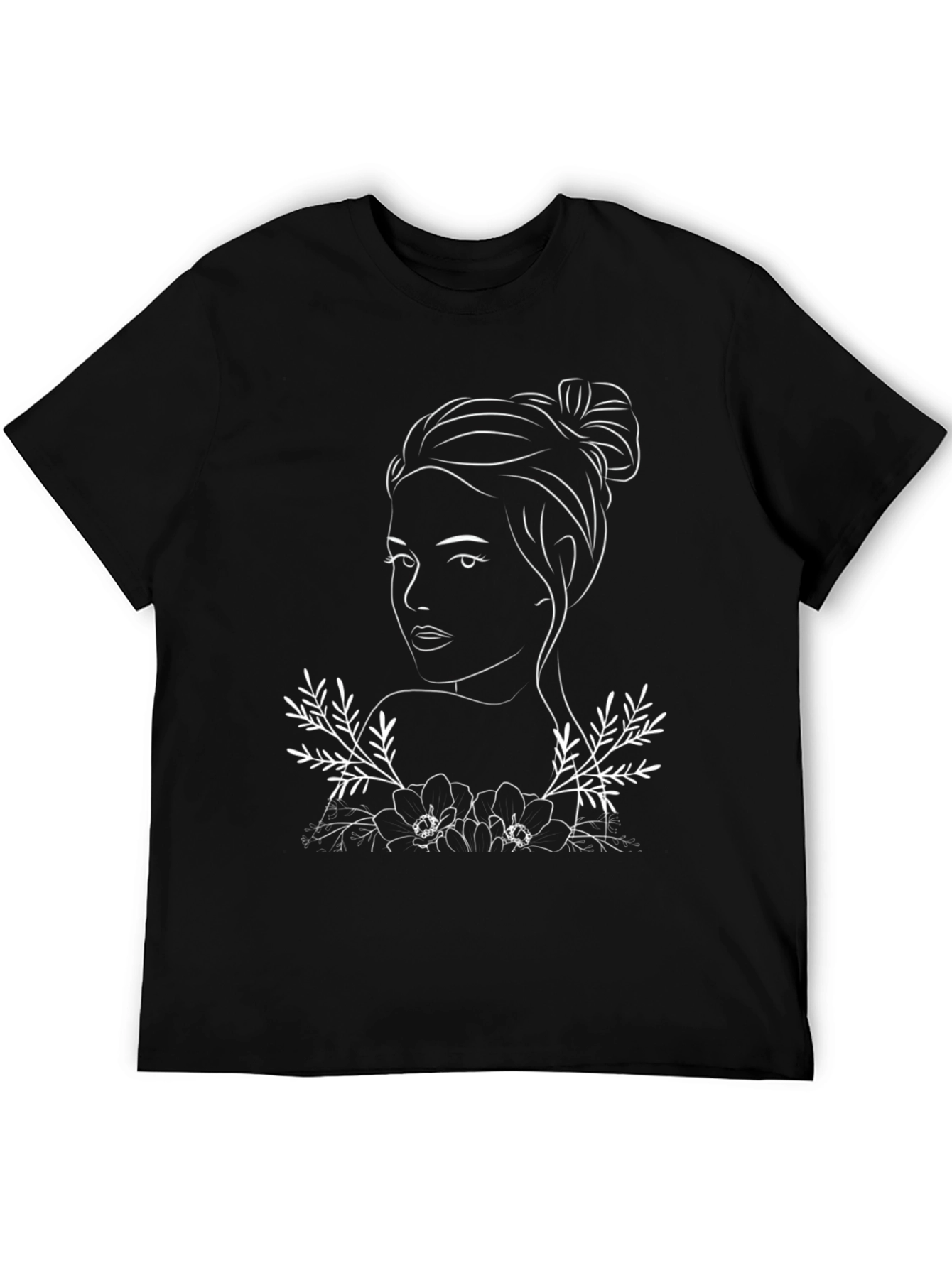 Black Woman Line Art T-Shirt - Black view 5