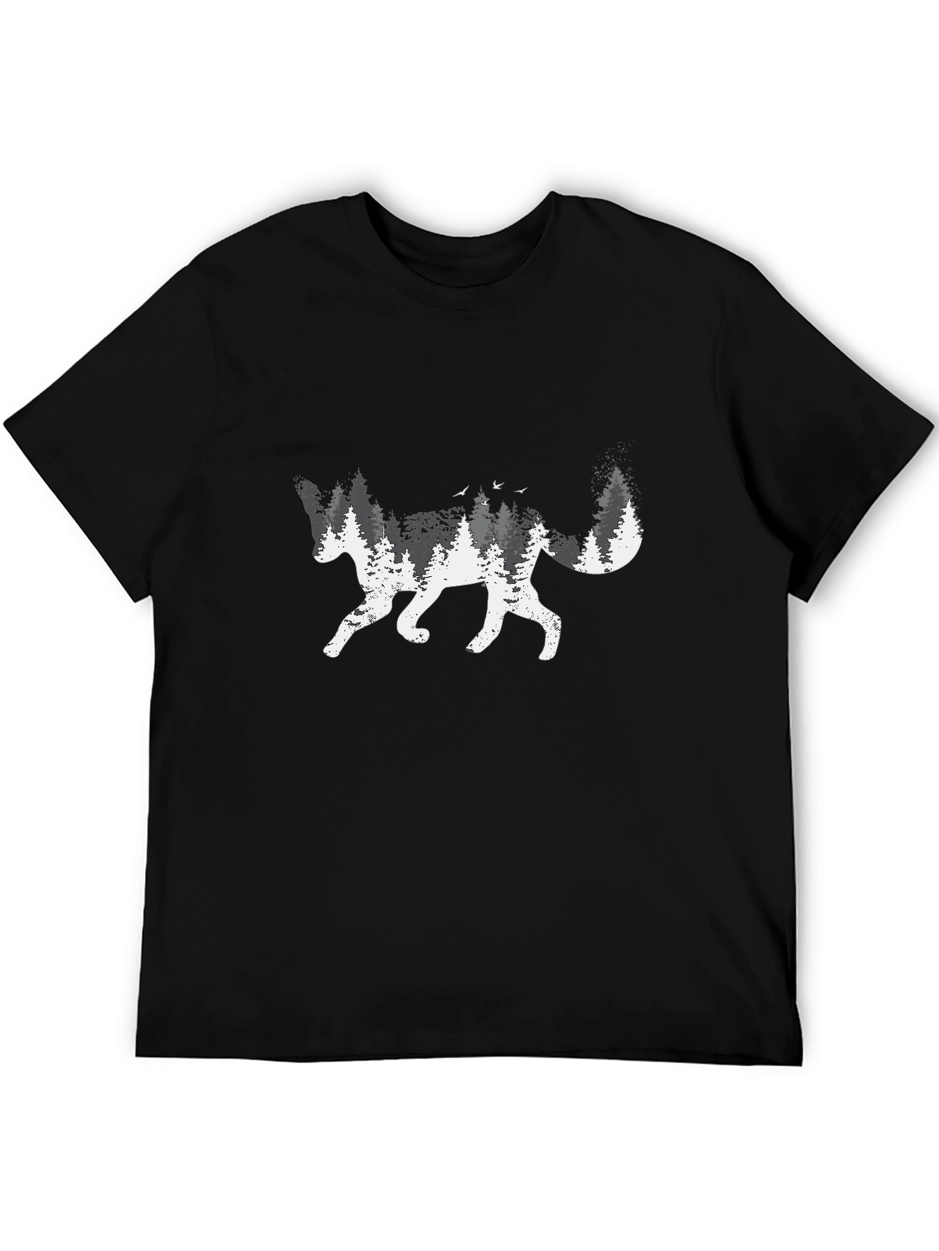 Black Nature Fox Graphic Tee - Black Cotton Blend view 5