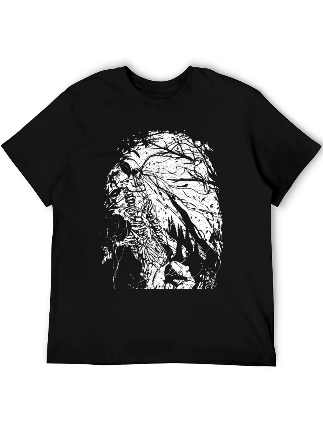 Black Skull & Tree Branch Graphic Black T-Shirt view 5
