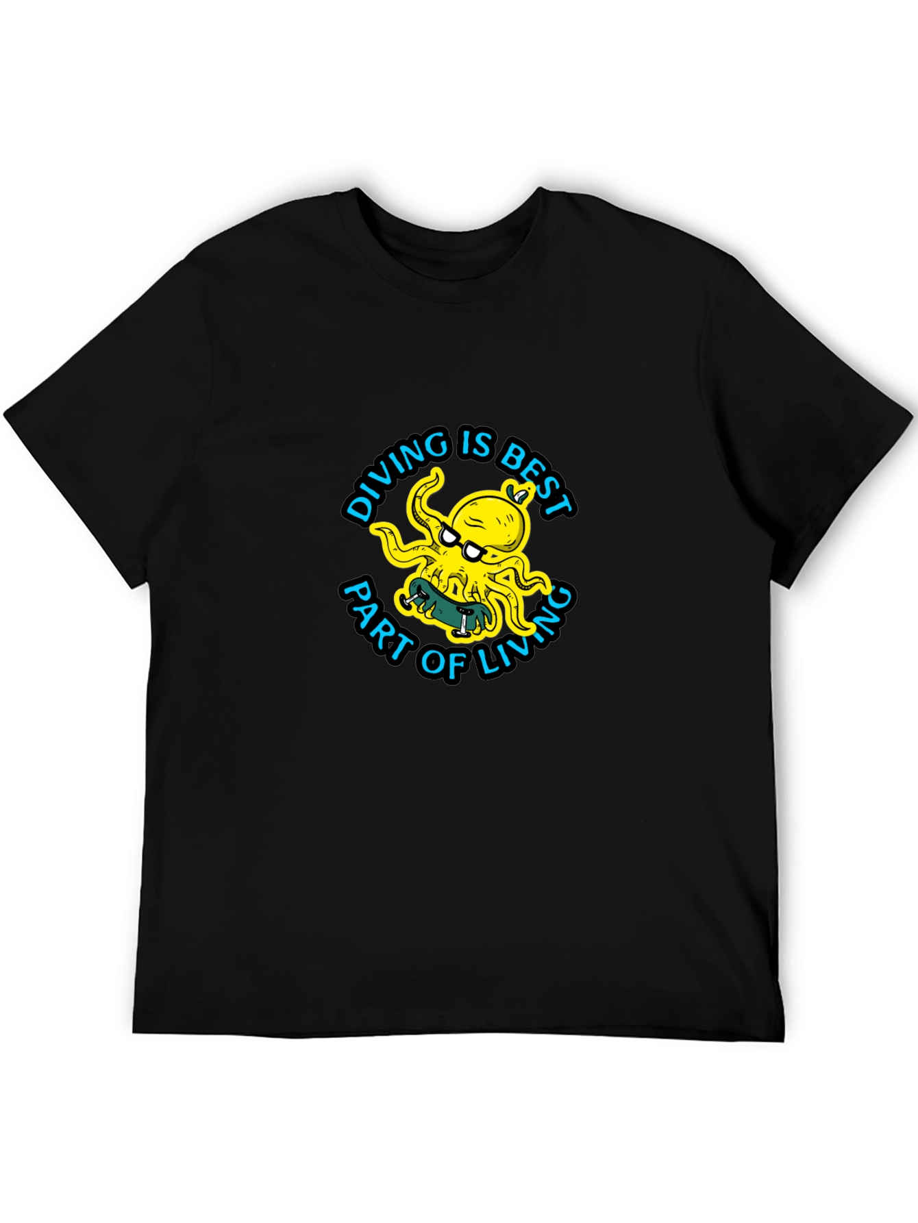 Black Diving is Best Octopus T-Shirt - Black view 5