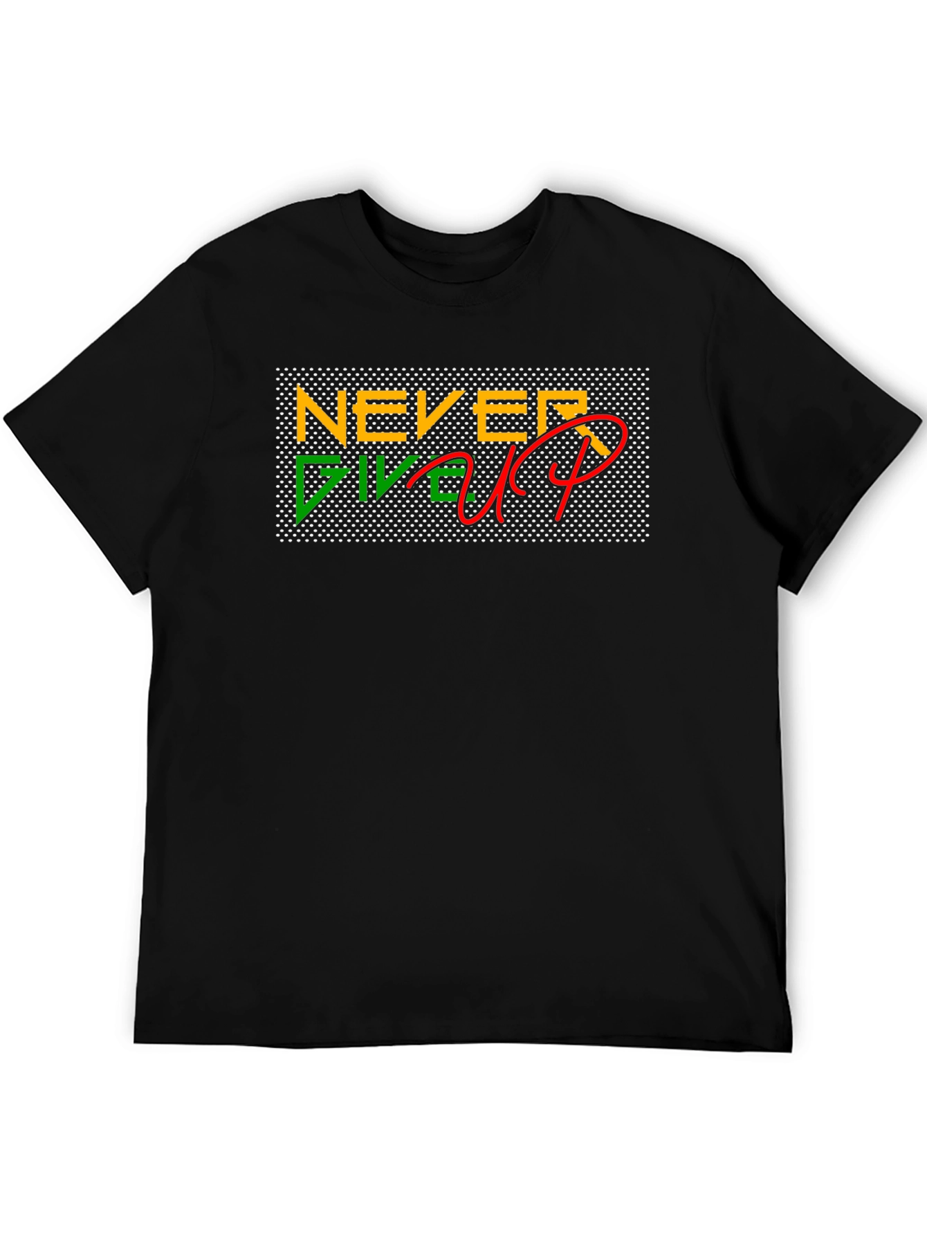 Black Never Give Up Black T-Shirt view 5