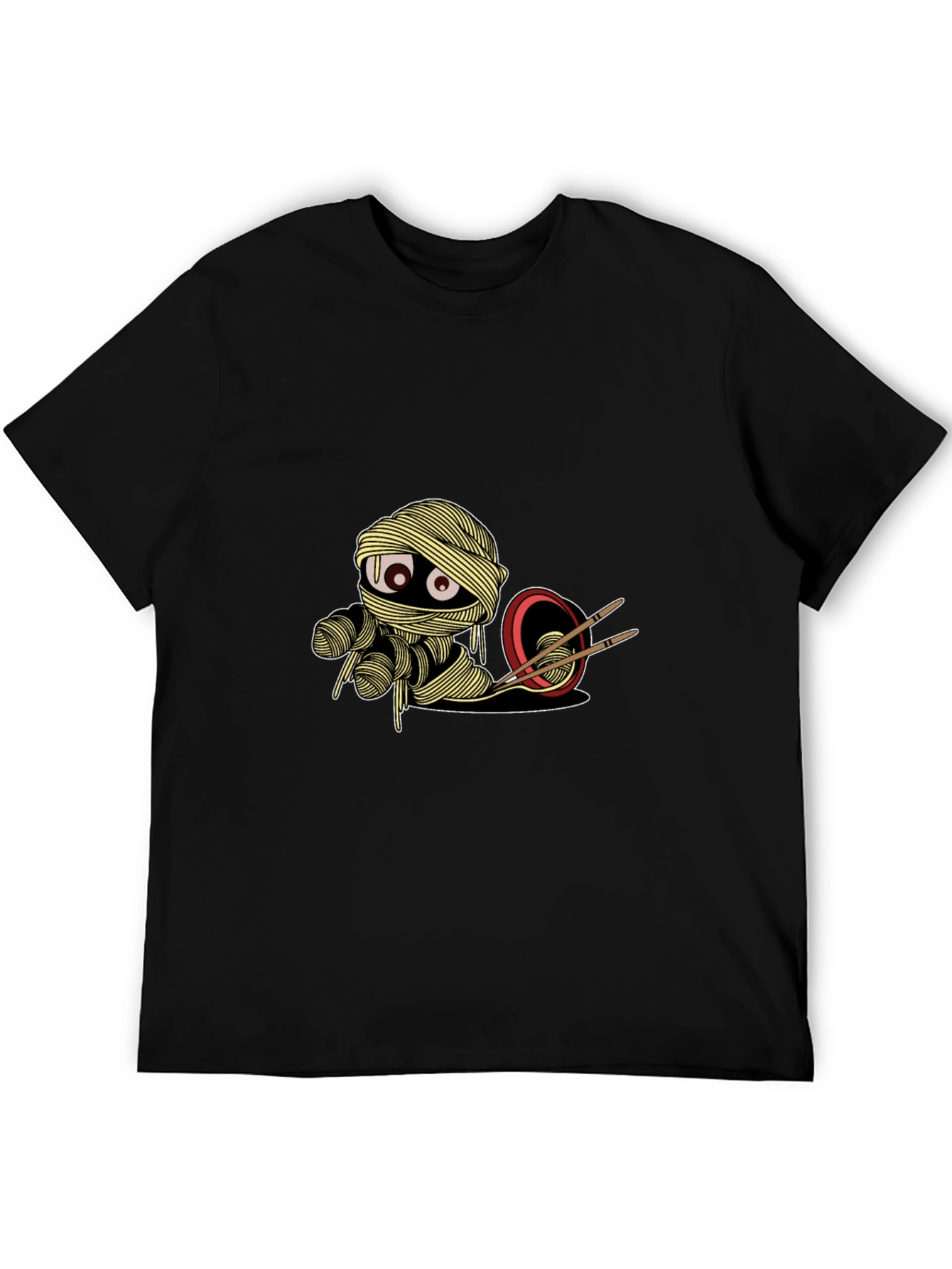 Black Noodle Mummy Graphic Tee - Unique & Stylish Black T-Shirt view 5