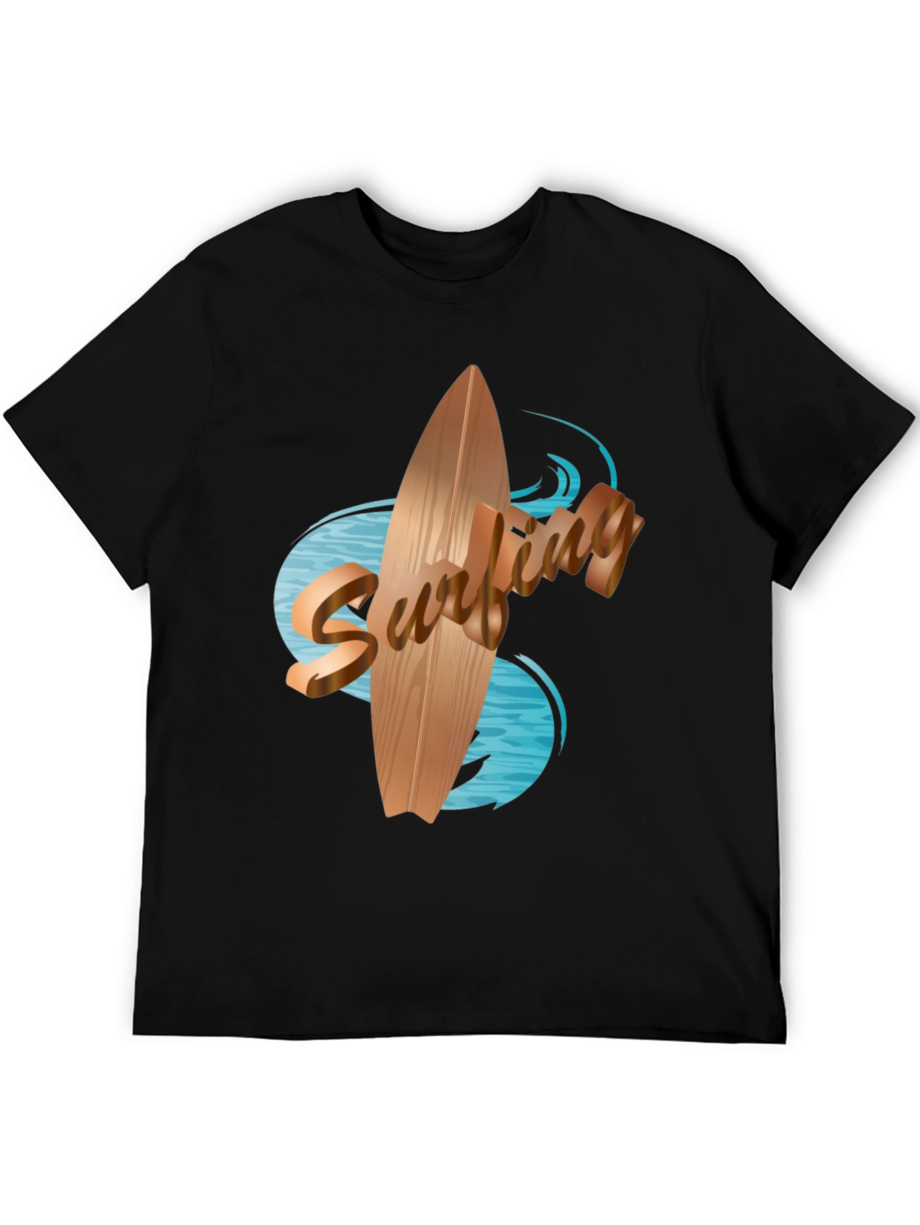 Black Surfboard Graphic Tee - Black Cotton Blend view 5