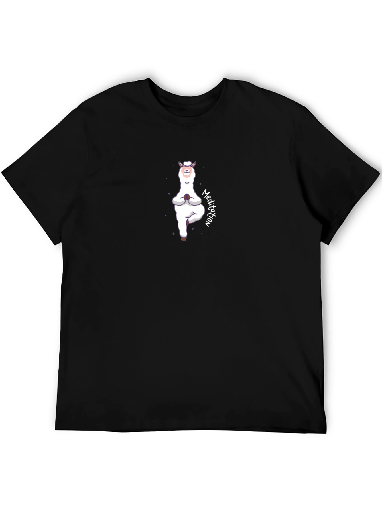 Black Yoga Llama Meditation T-Shirt - Funny Alpaca Design view 5