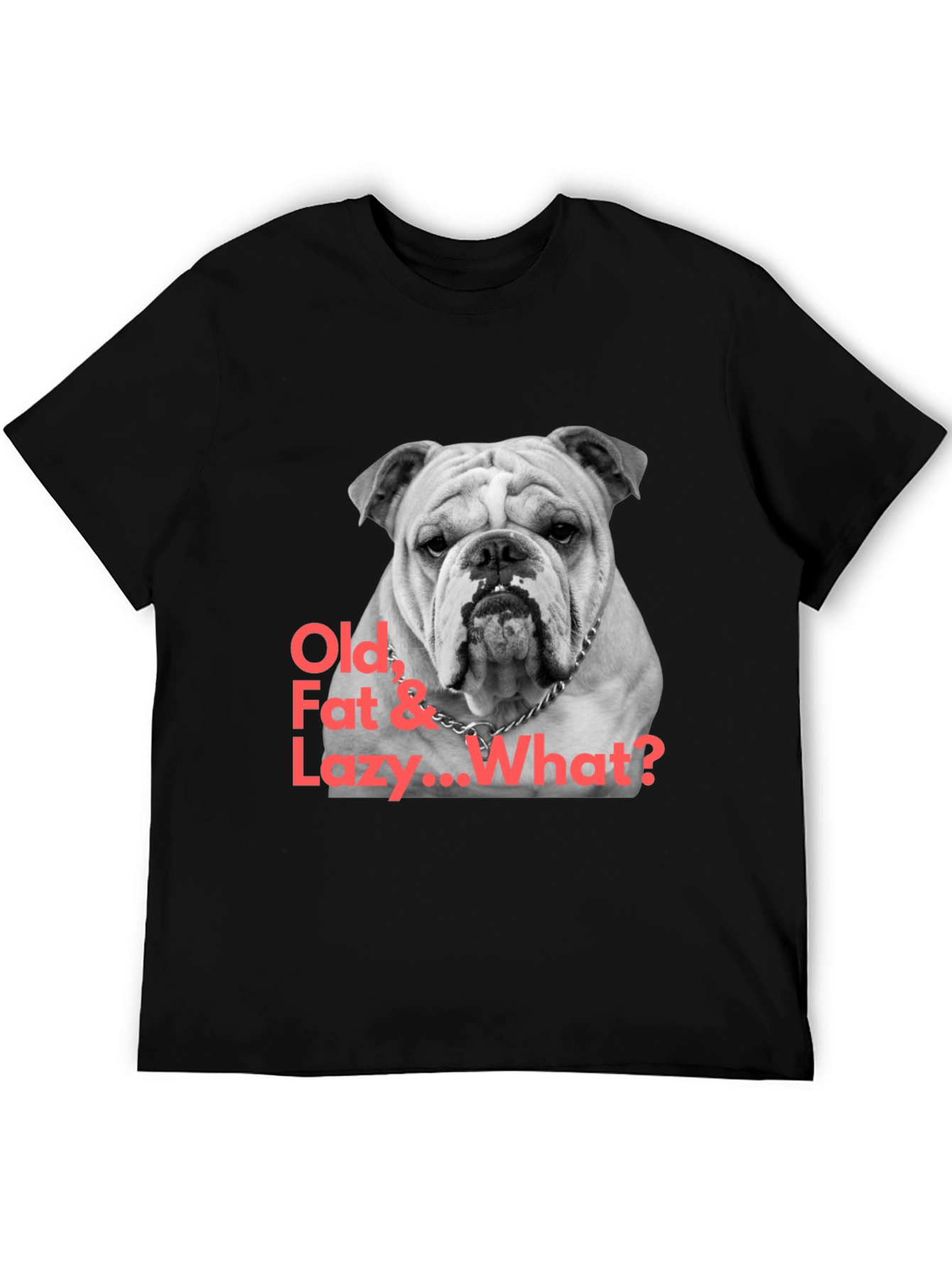 Black Bulldog T-Shirt: Old, Fat & Lazy... What? view 5