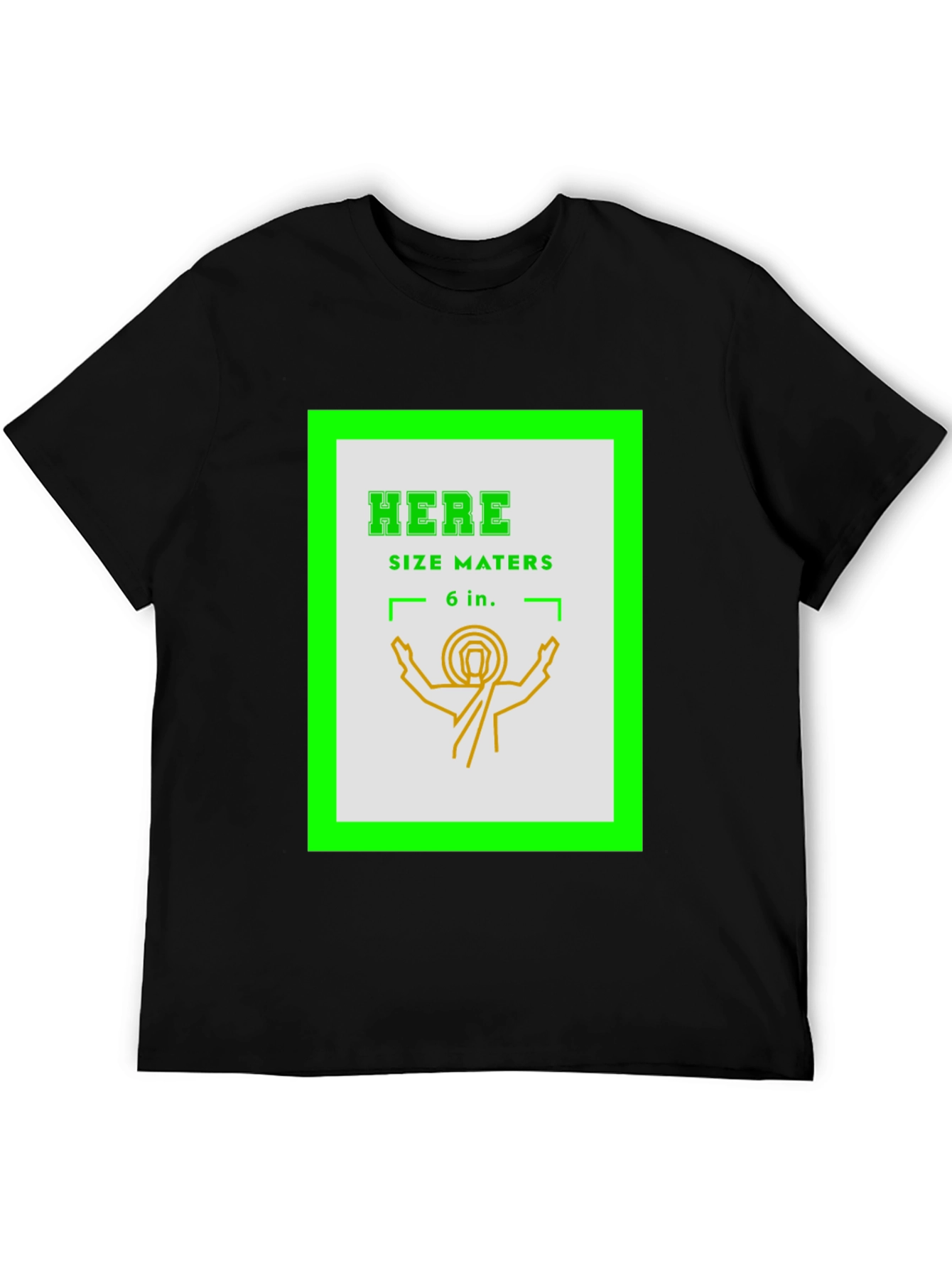 Black Here Size Maters T-Shirt Funny Graphic Tee view 5