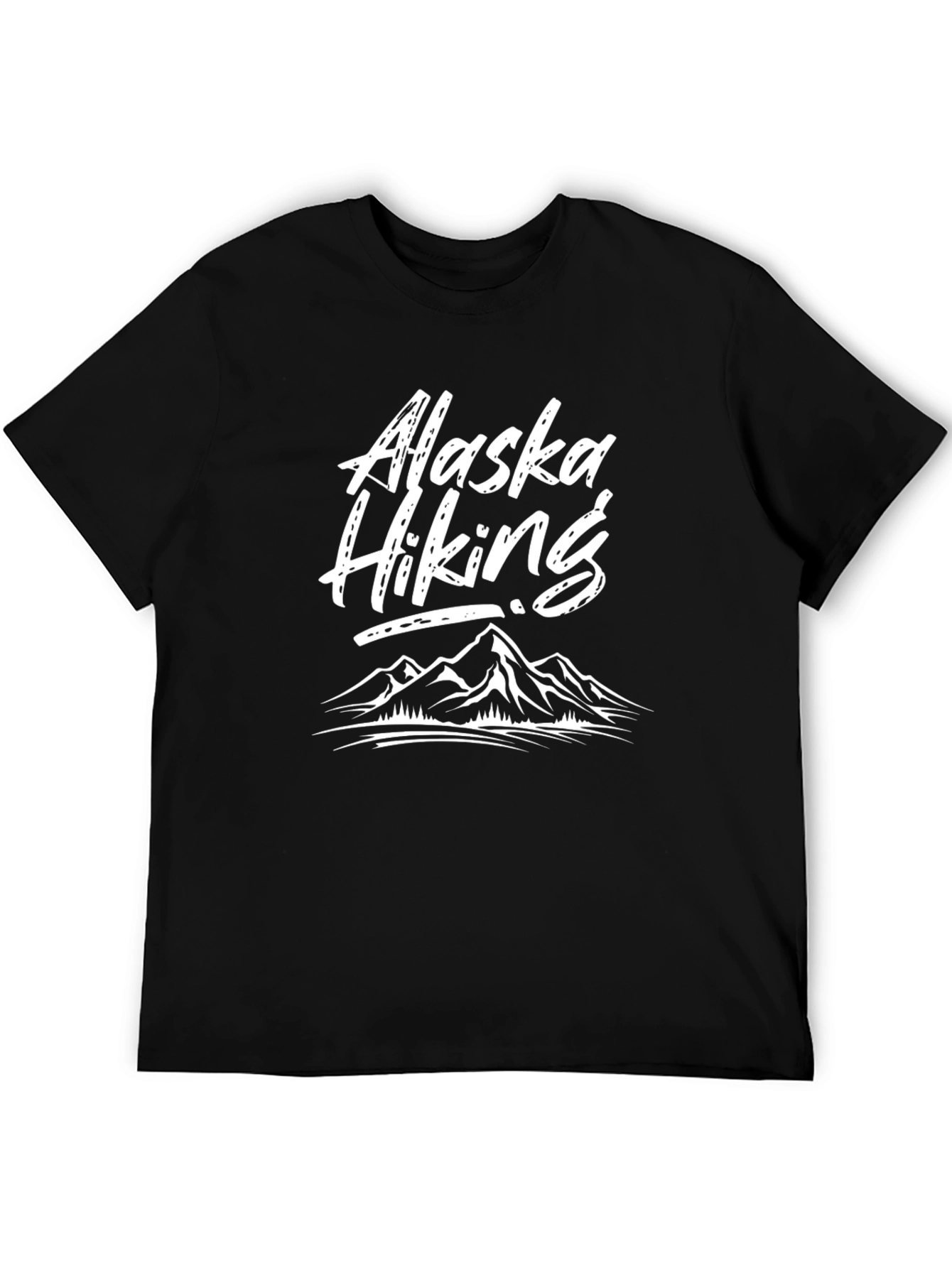 Black Alaska Hiking Graphic Tee - Black Cotton T-Shirt view 5