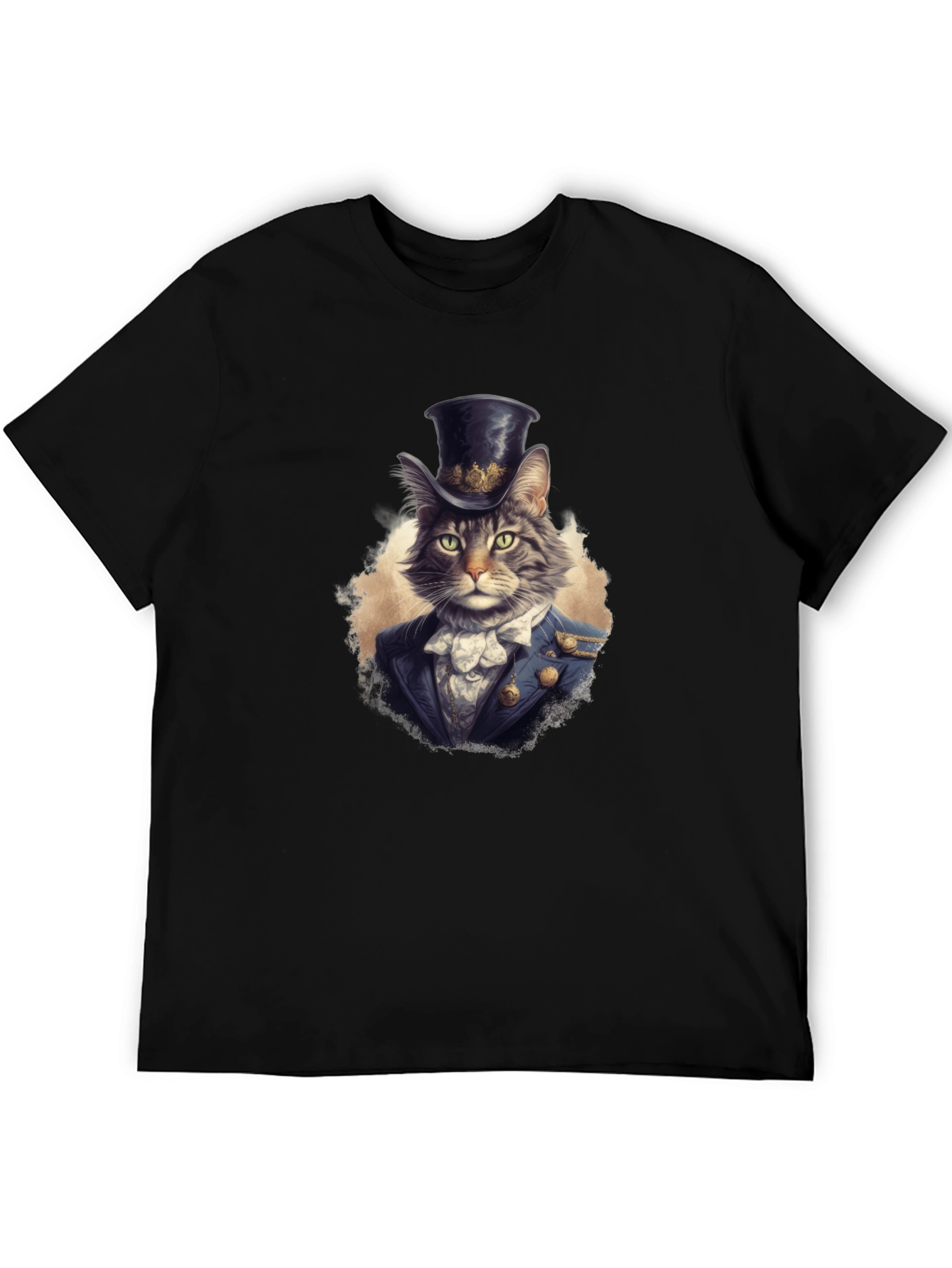 Black Dapper Cat Top Hat Graphic Tee view 5