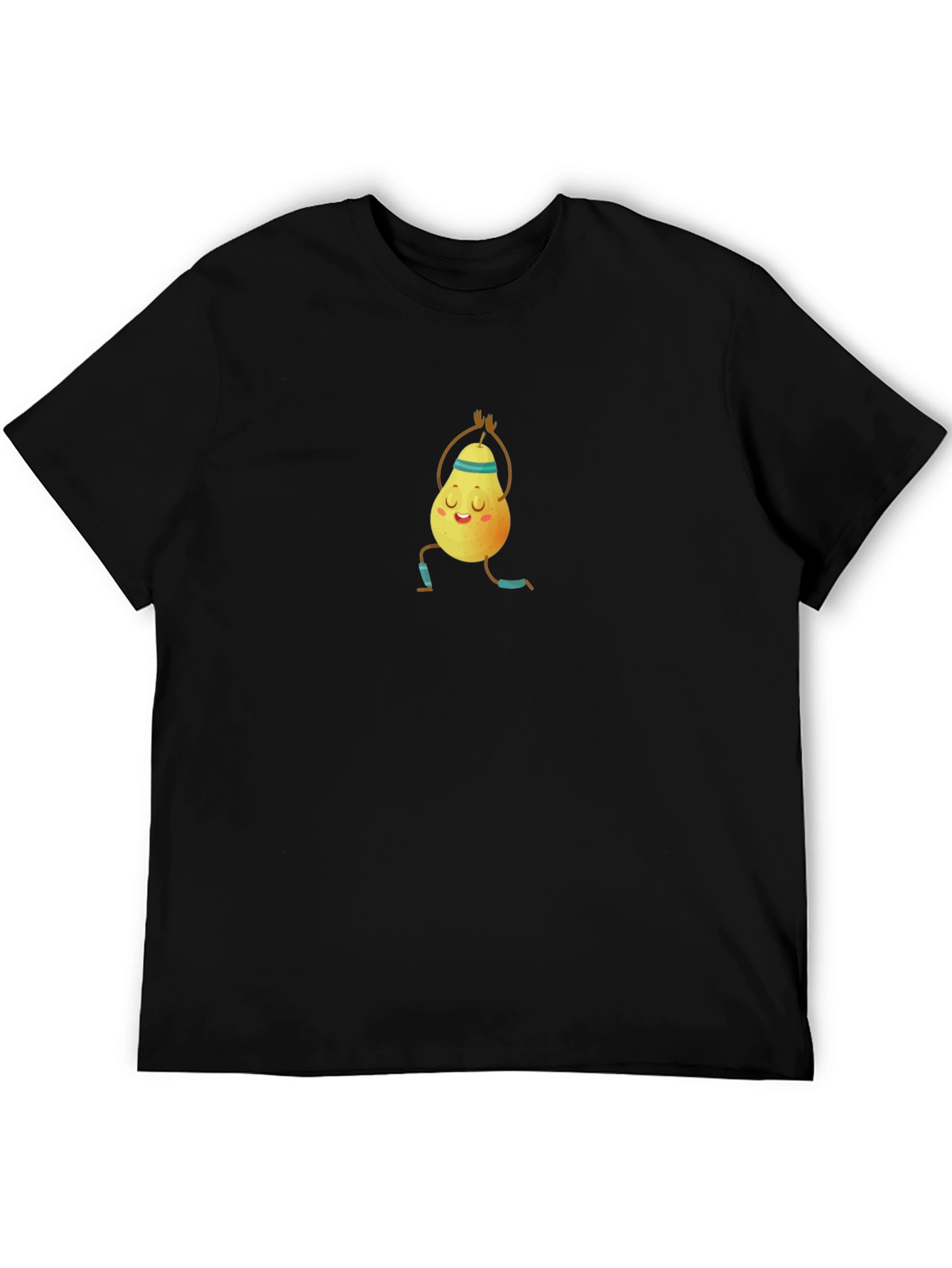 Black Yoga Pear Graphic Tee - Black Cotton T-Shirt view 5