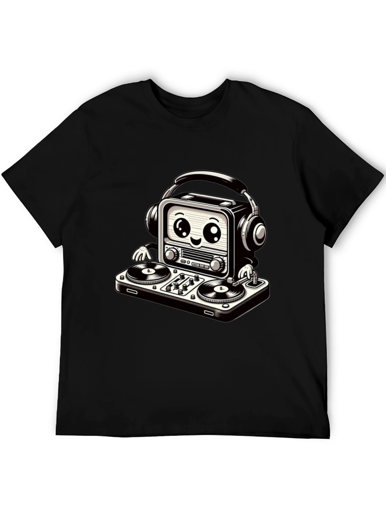 Black DJ Radio T-Shirt - Cool Graphic Tee view 5