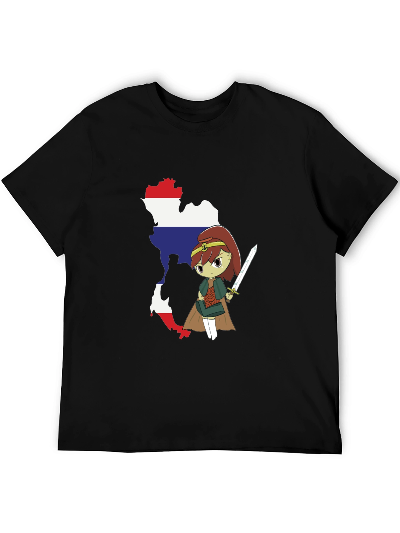 Black Thailand Flag Anime Girl Black T-Shirt view 5