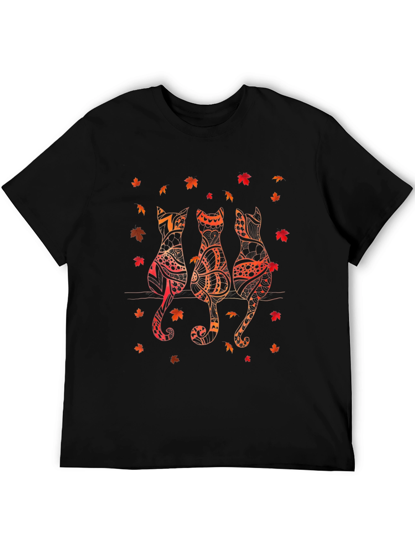 Black Fall Cats Graphic Tee - Autumn Style view 5