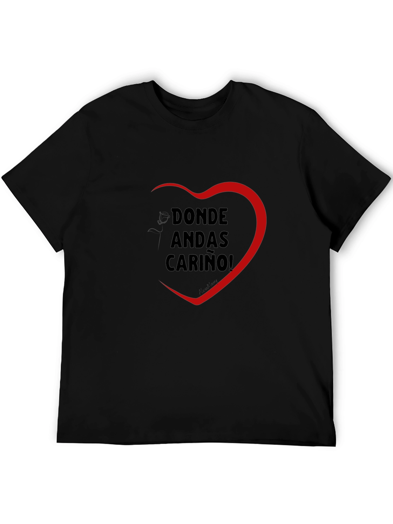 Black Donde Andas Carino! Heart Graphic T-Shirt view 5