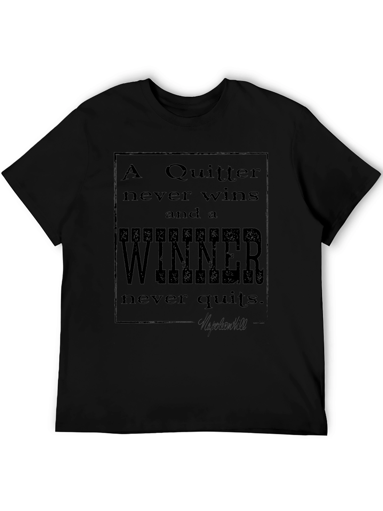 Black Inspirational Quote T-Shirt - Never Quit view 5