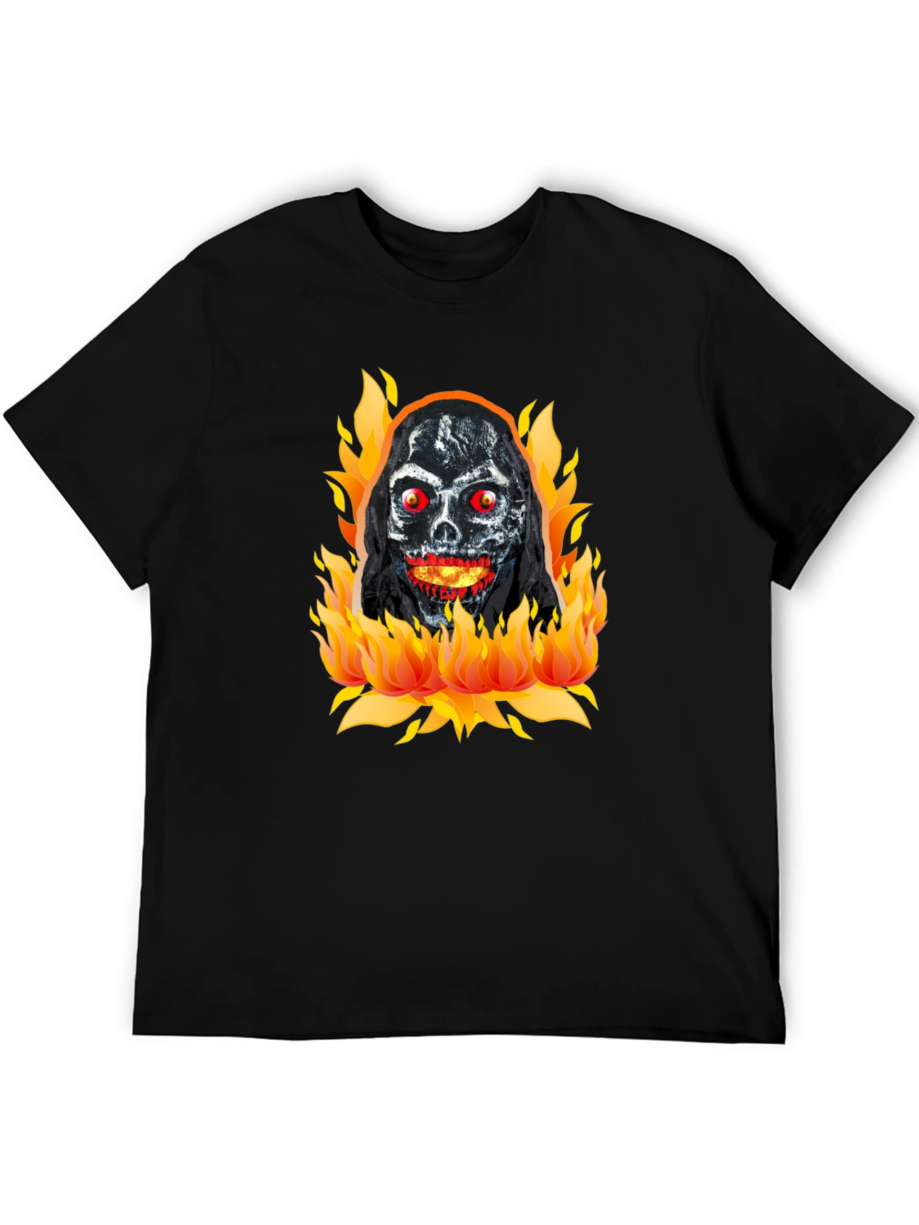 Black Grim Reaper on Fire Graphic T-Shirt view 5