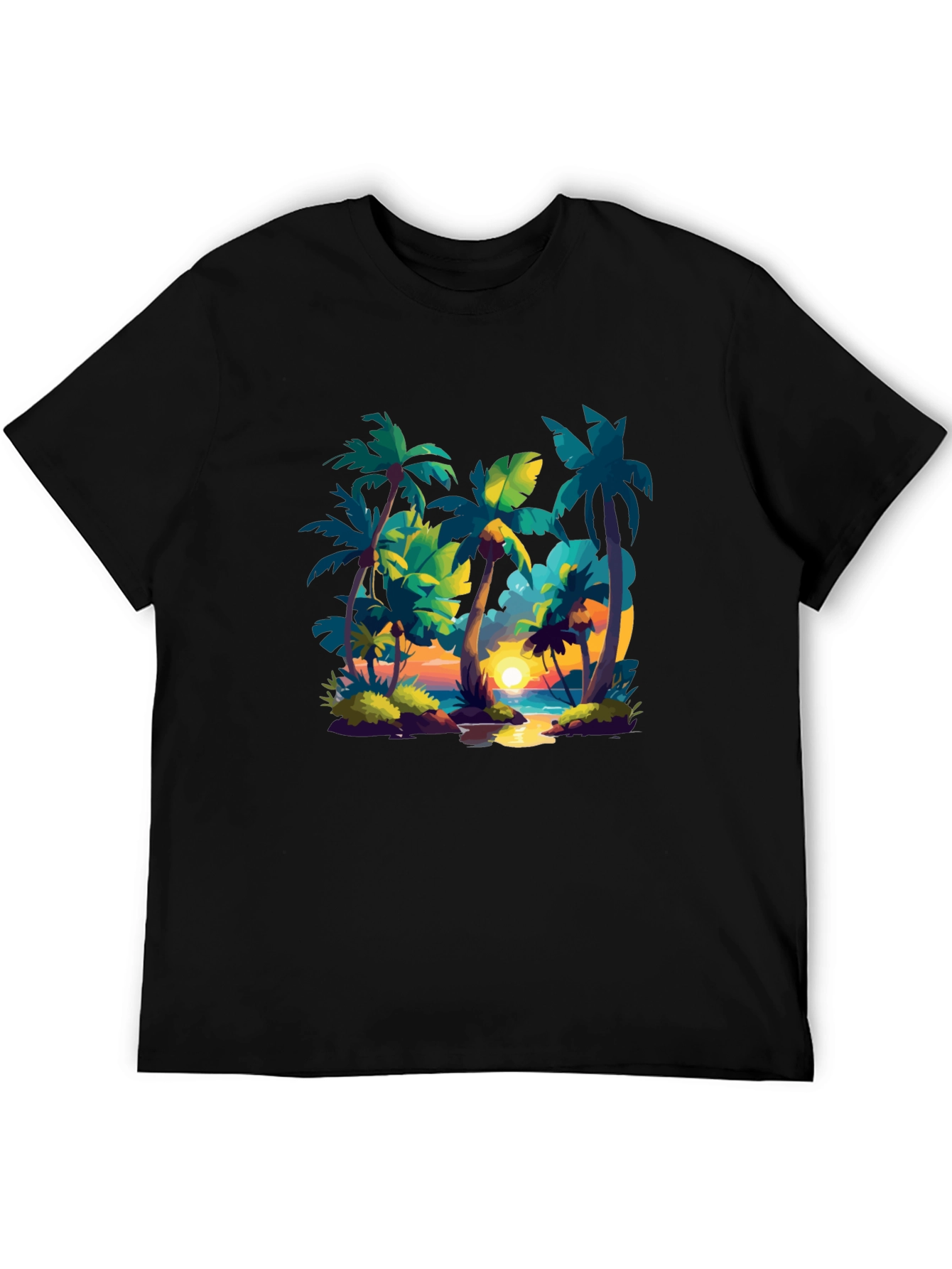 Black Tropical Sunset Tee - Island Vibes view 5