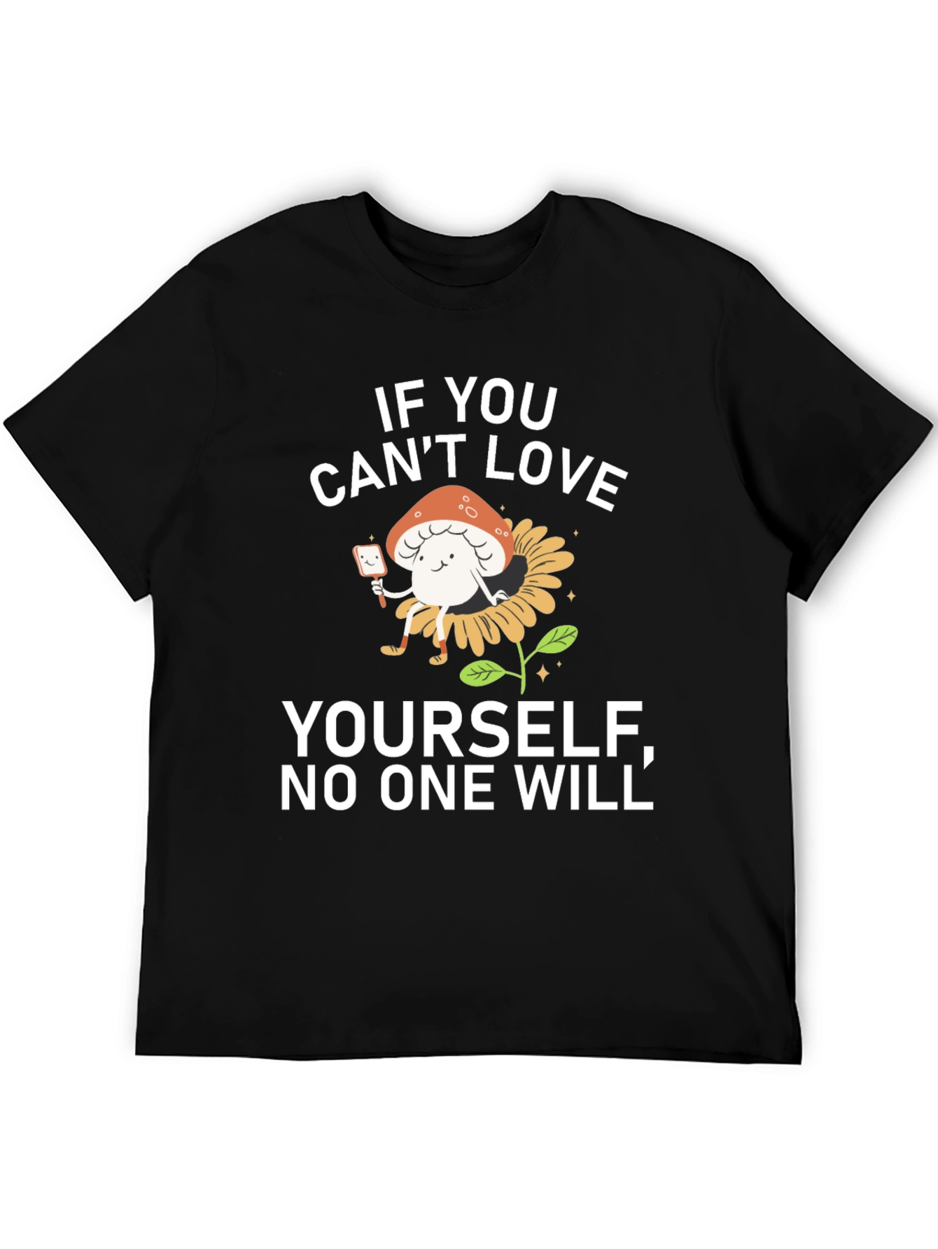 Black Love Yourself Mushroom Graphic Tee view 5