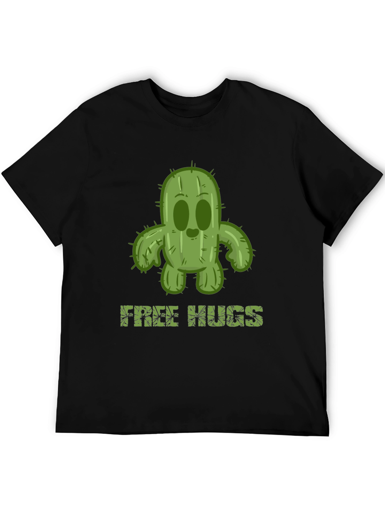 Black Free Hugs Cactus T-Shirt - Unisex Black Tee view 5