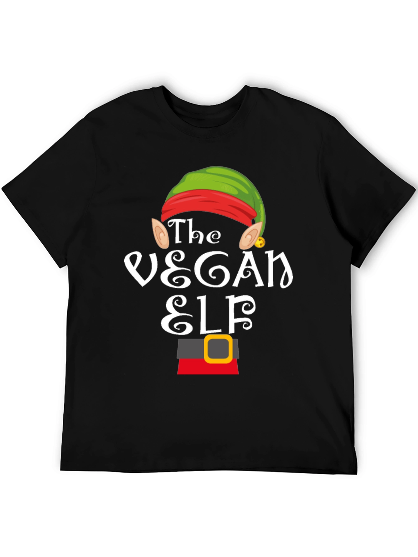 Black Vegan Elf T-Shirt - Holiday Festive Apparel view 5