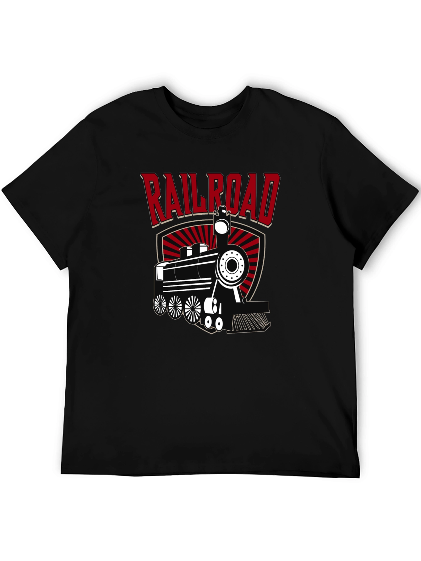 Black Railroad Train Graphic Tee - Cool Black T-Shirt view 5