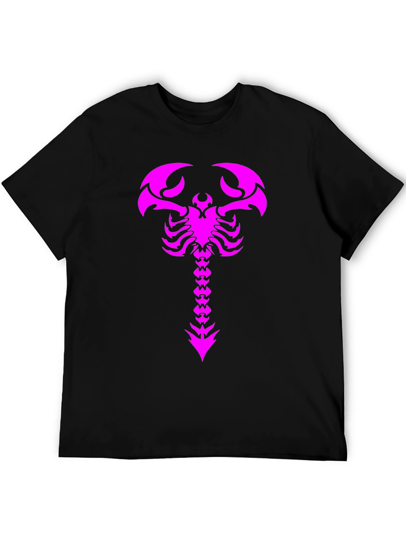 Black Black T-Shirt with Magenta Scorpion Print view 5