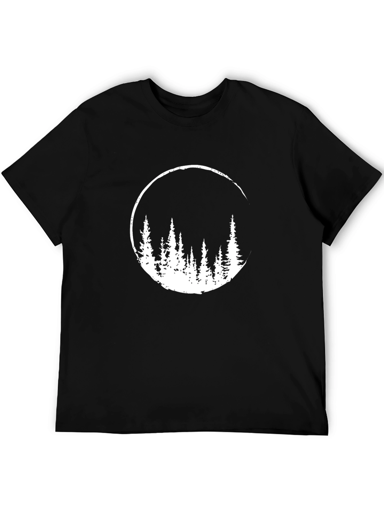 Black Nature Scene Graphic Tee - Black Cotton Blend Shirt view 5
