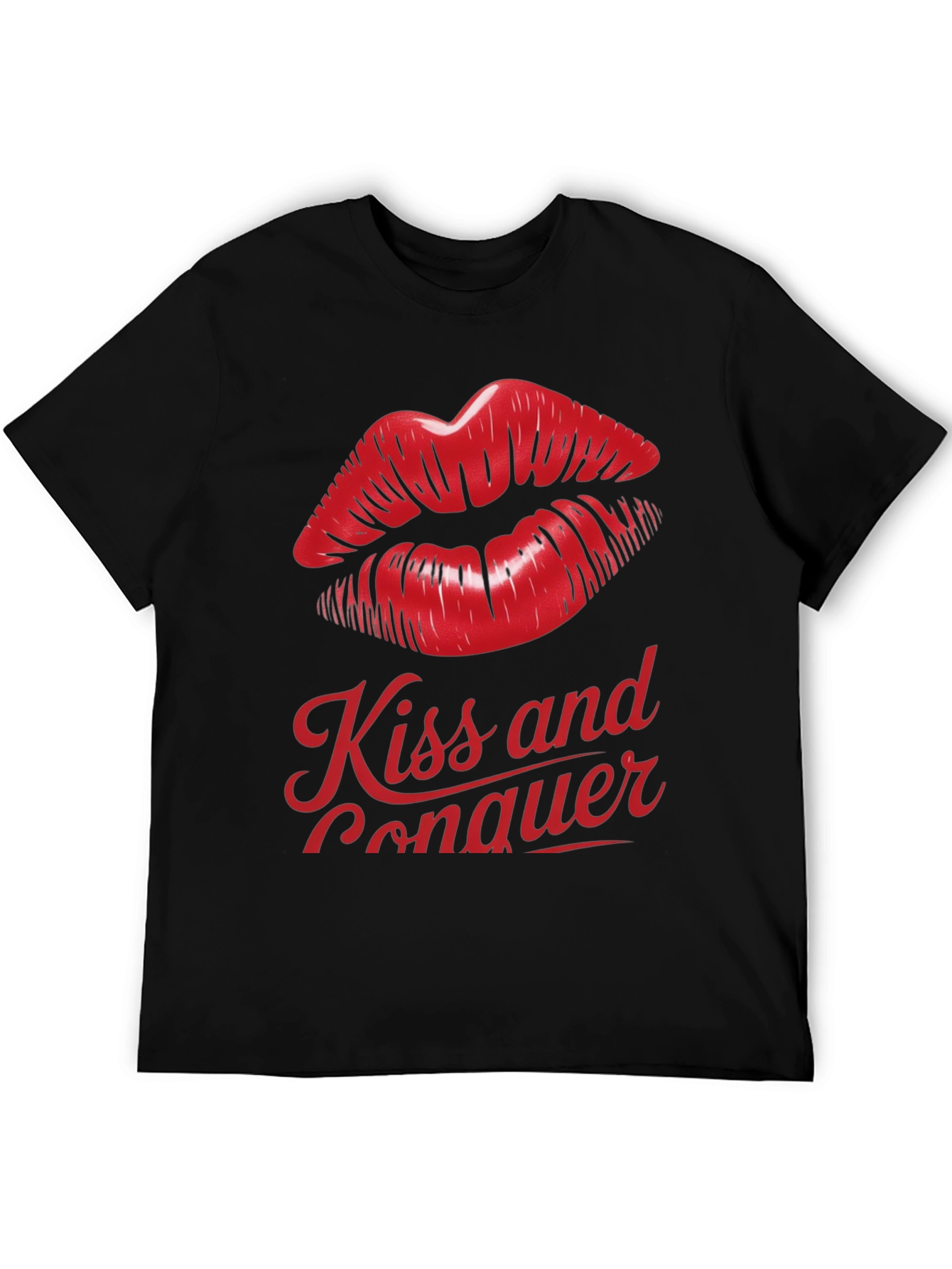 Black Kiss and Conquer Graphic T-Shirt - Stylish Unisex Tee view 5