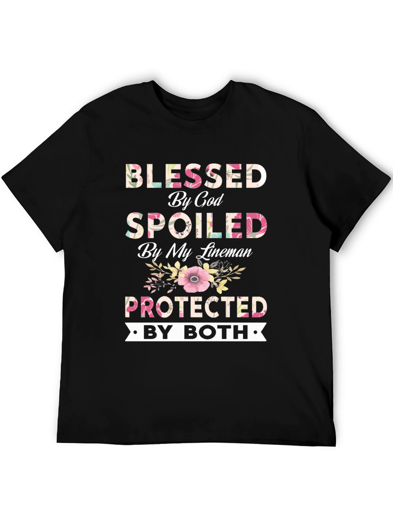 Black Blessed By God Spoiled By My Lineman T-Shirt view 5