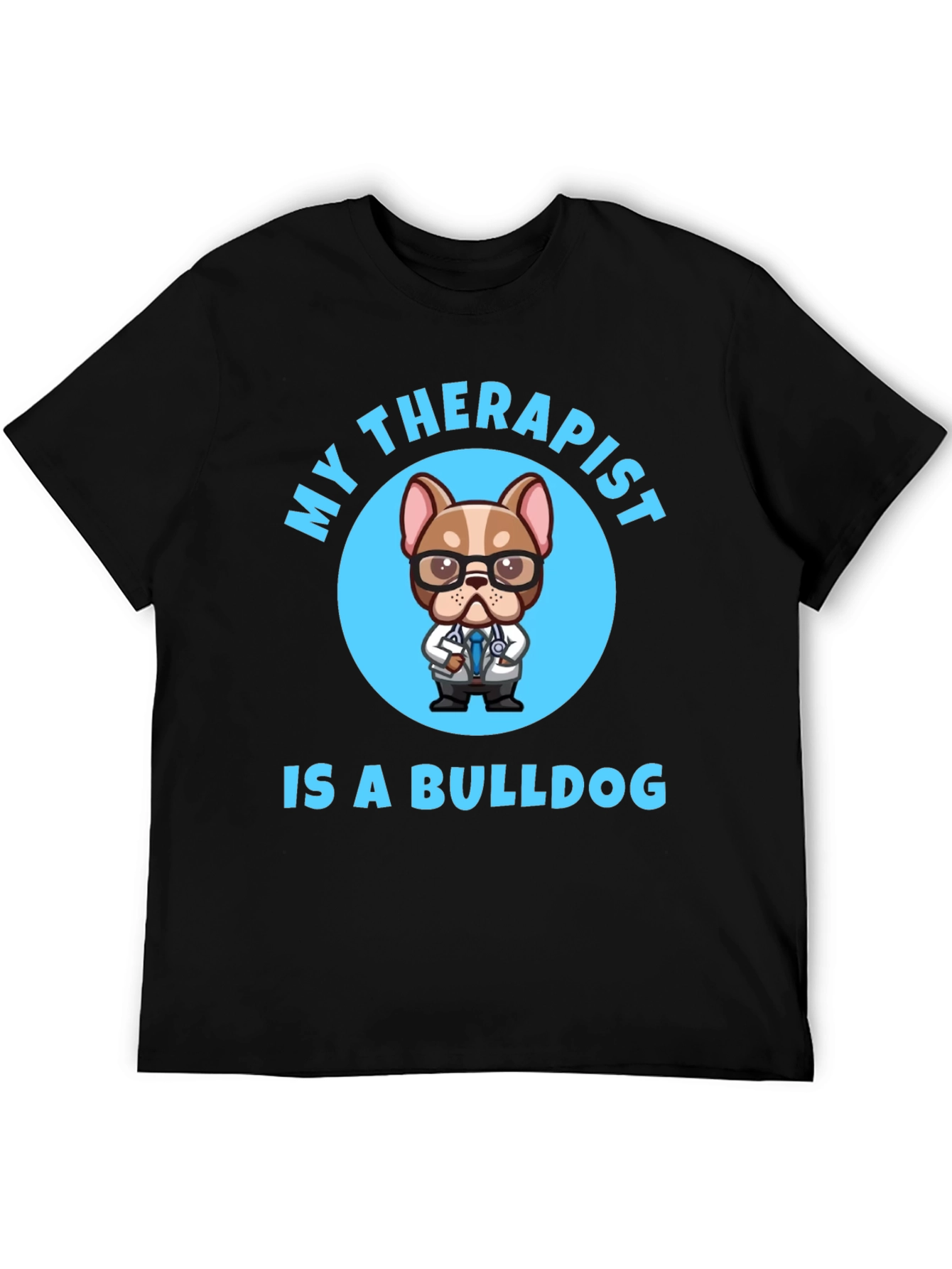 Black My Therapist is a Bulldog T-Shirt view 5