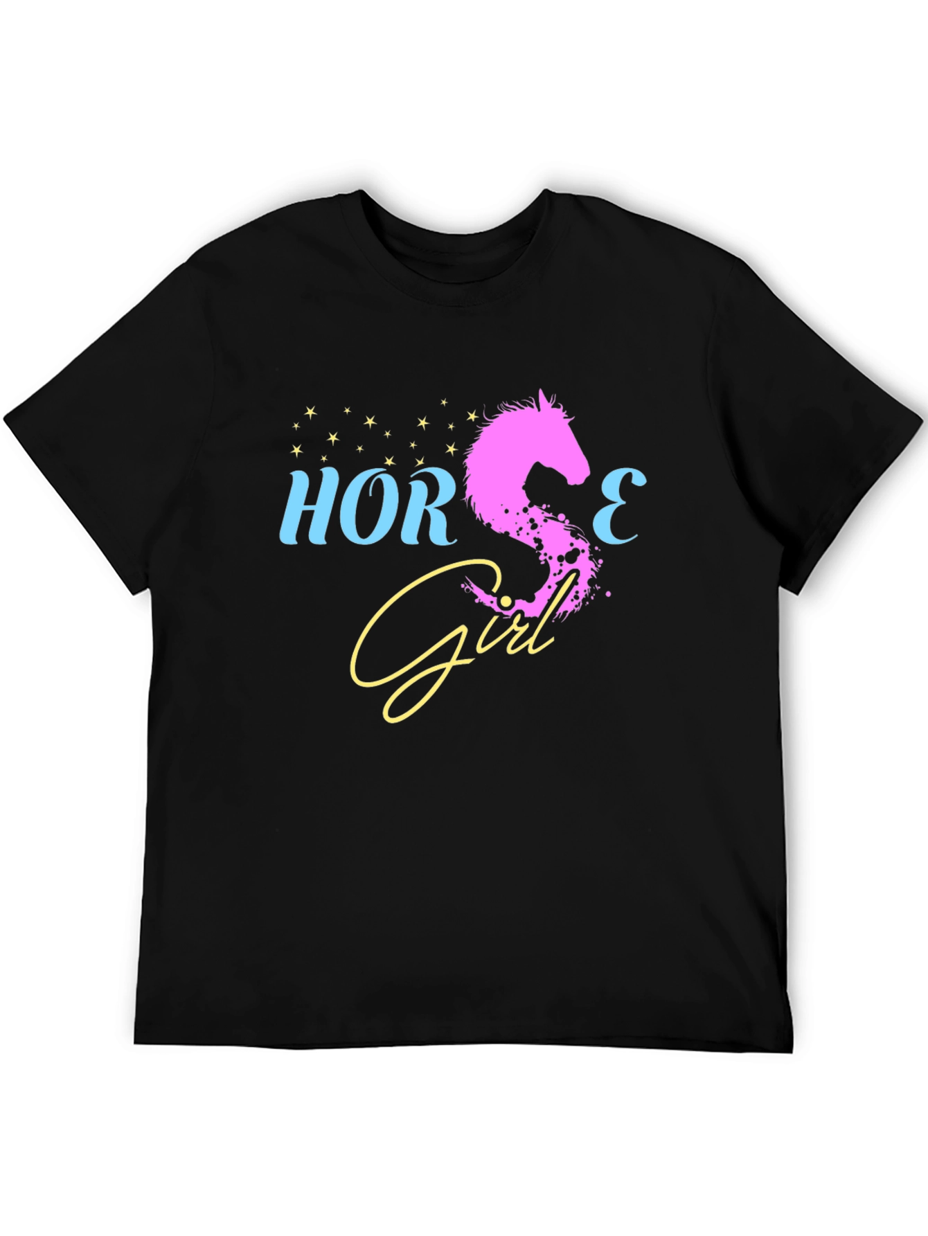 Black Horse Girl Graphic Tee - Black Cotton T-Shirt view 5