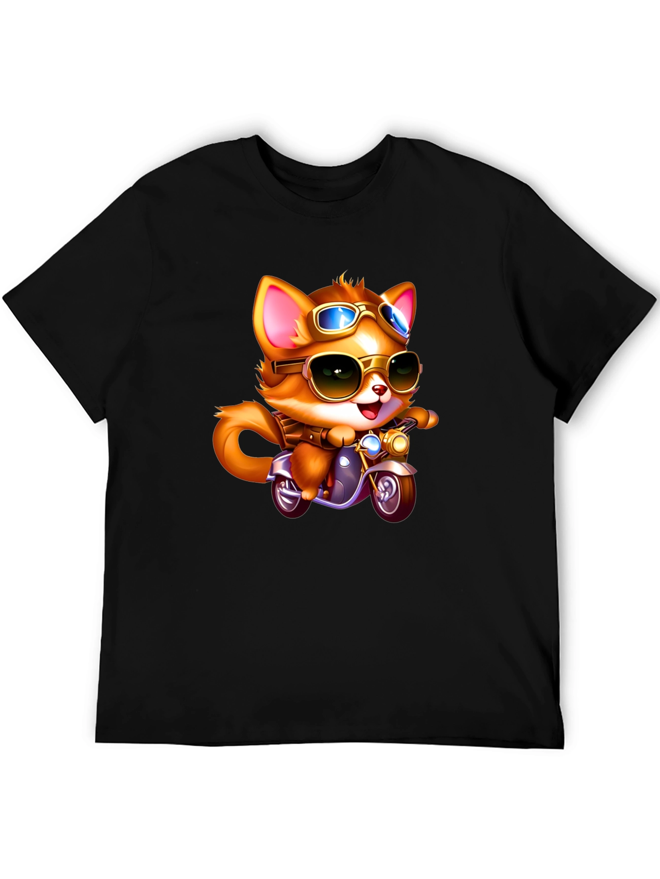 Black Cool Cat Biker T-Shirt - Ride in Style! view 5