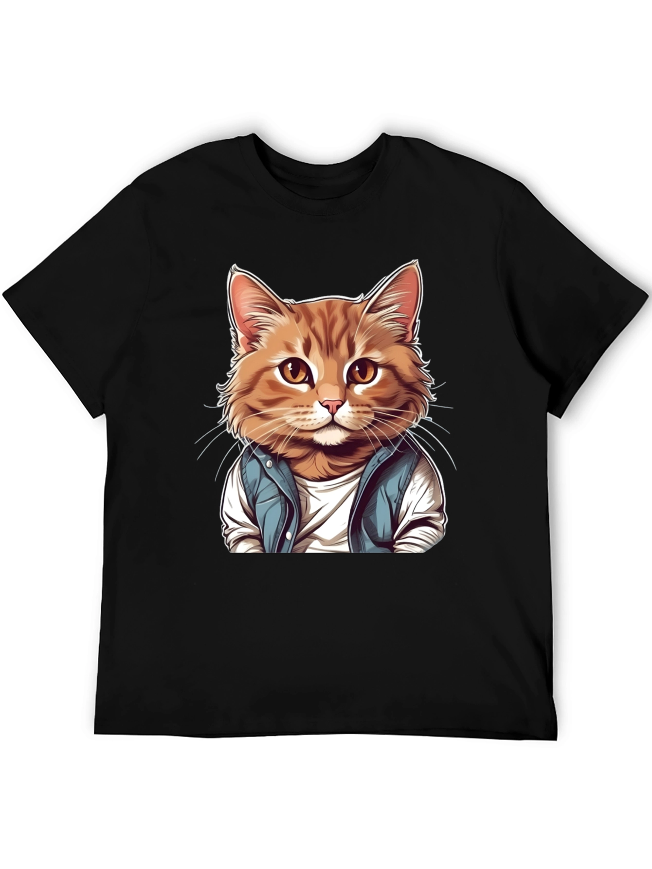 Black Cool Cat Graphic Tee view 5