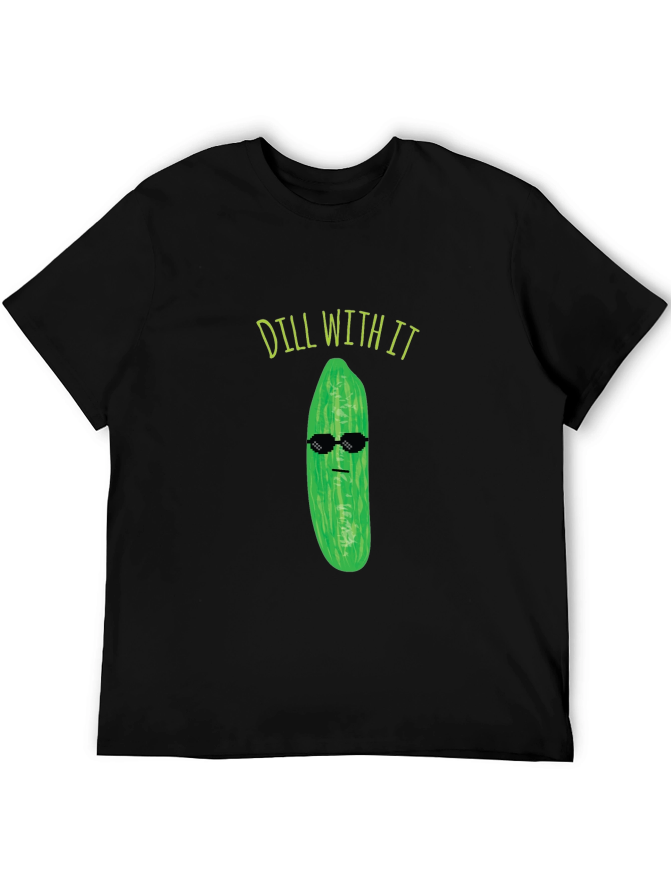 Black Dill With It Funny Pickle Graphic Black T-Shirt view 5