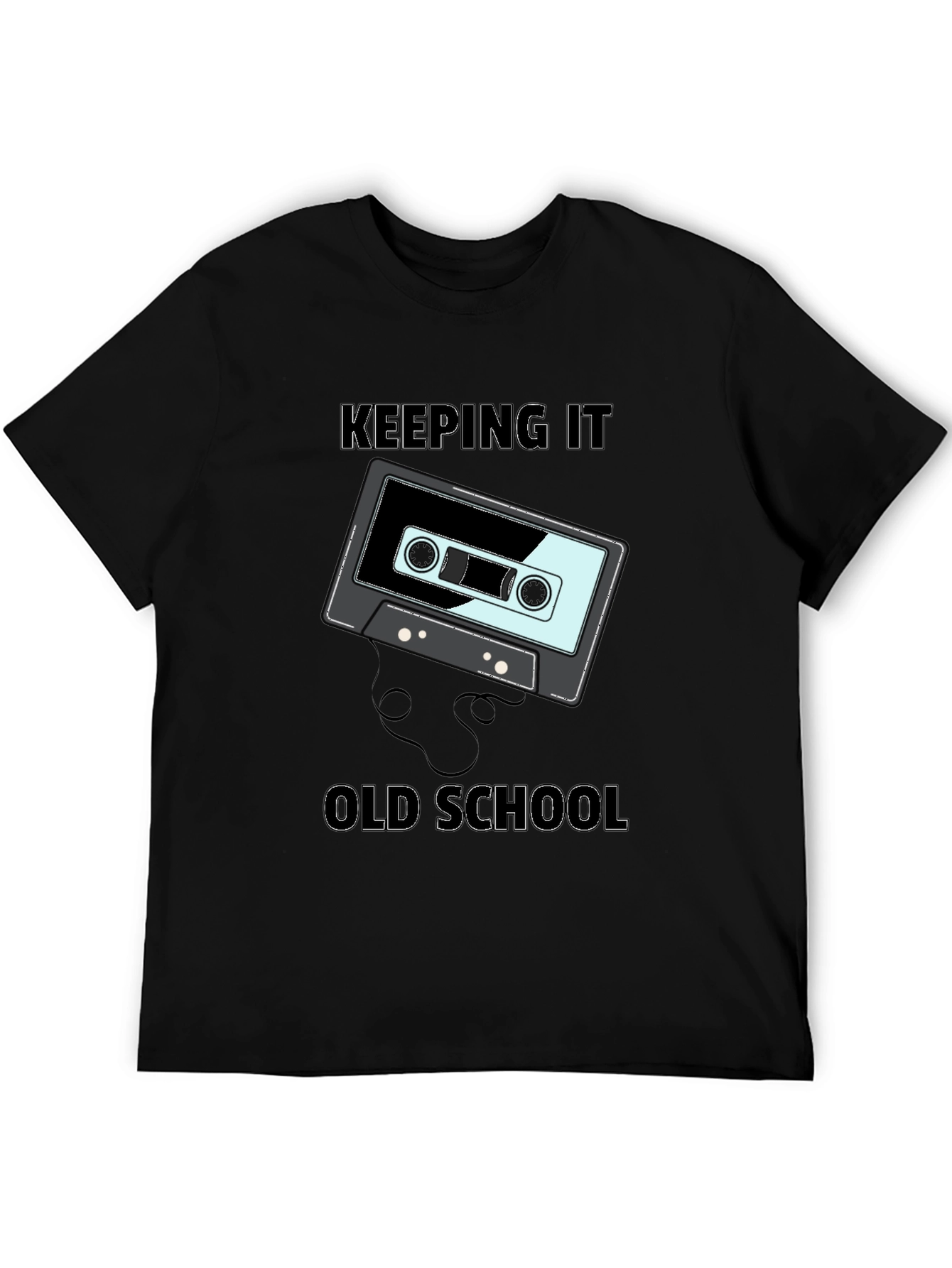 Black Retro Cassette Tape 'Keeping It Old School' Graphic Tee view 5
